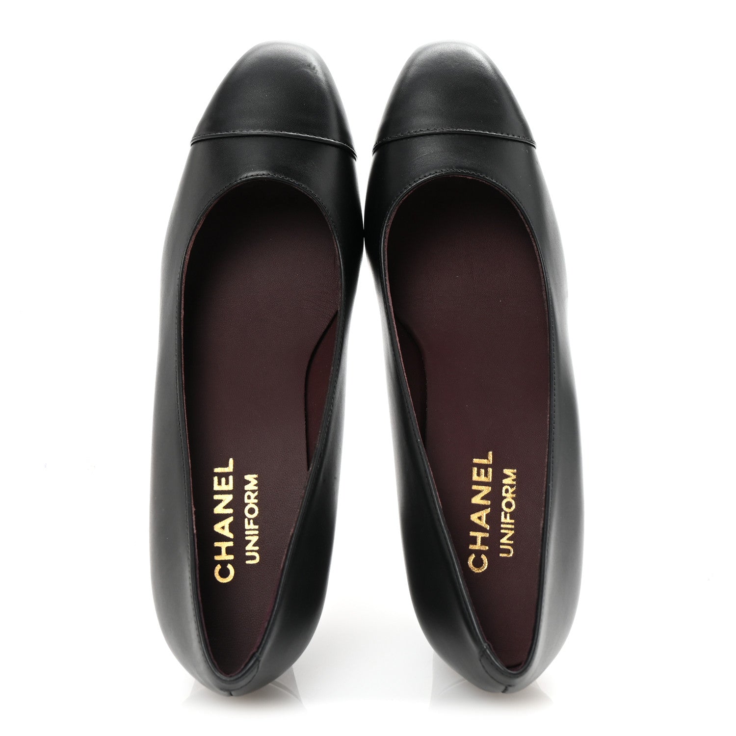 Lambskin Cap Toe CC Uniform Pumps 38 Black