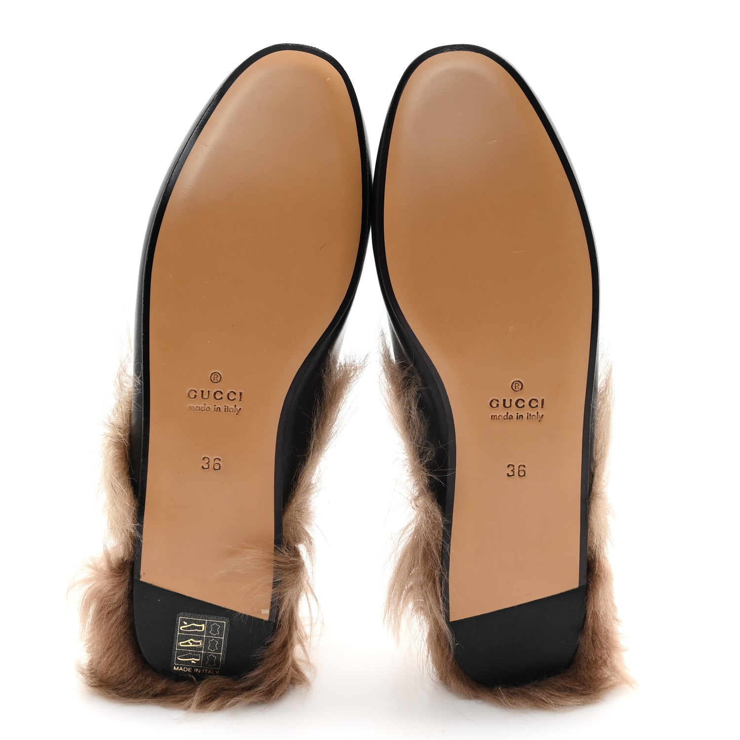 Calfskin Fur Womens Princetown Slippers 36 Black
