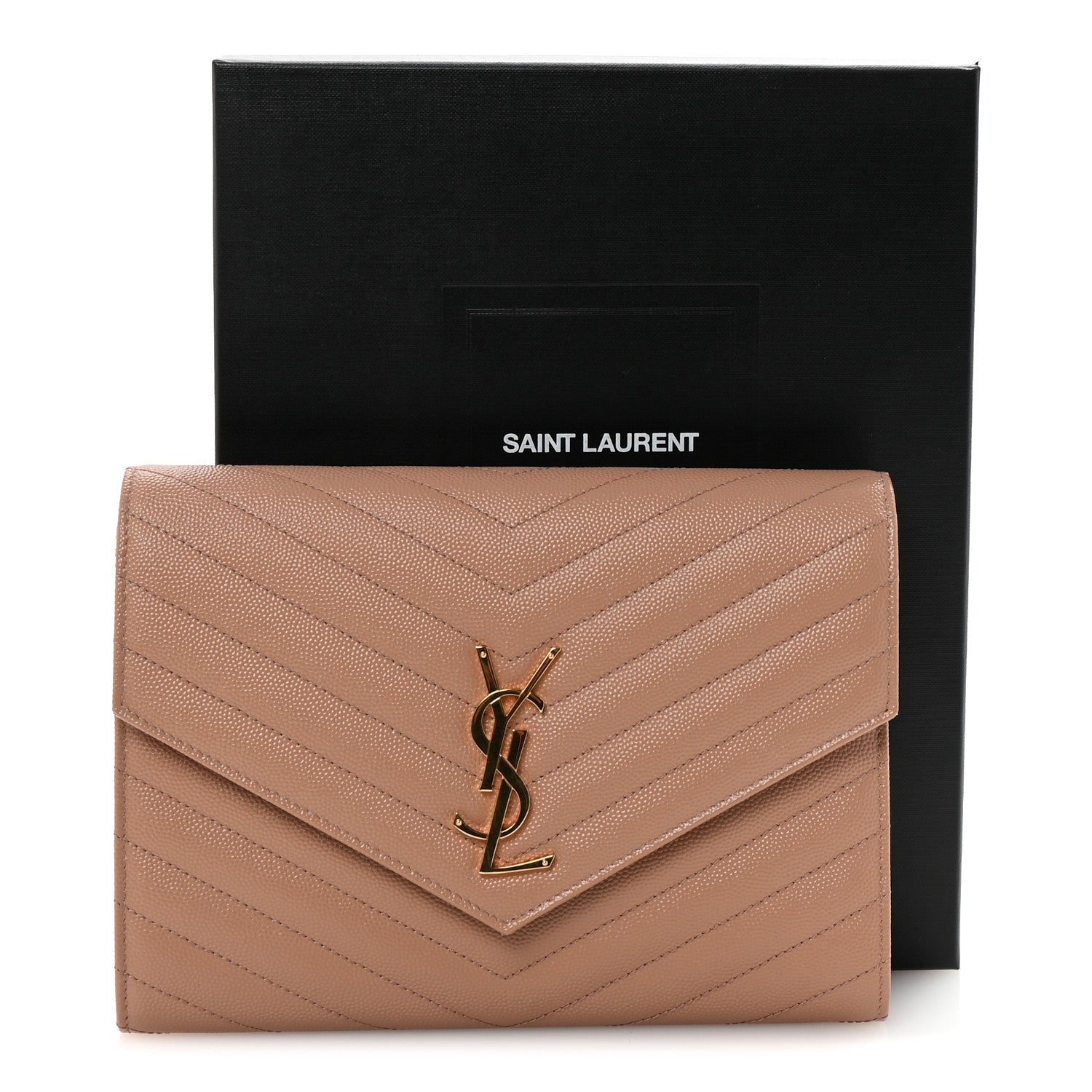 Grain De Poudre Matelasse Chevron Monogram Envelope Vintage Peach