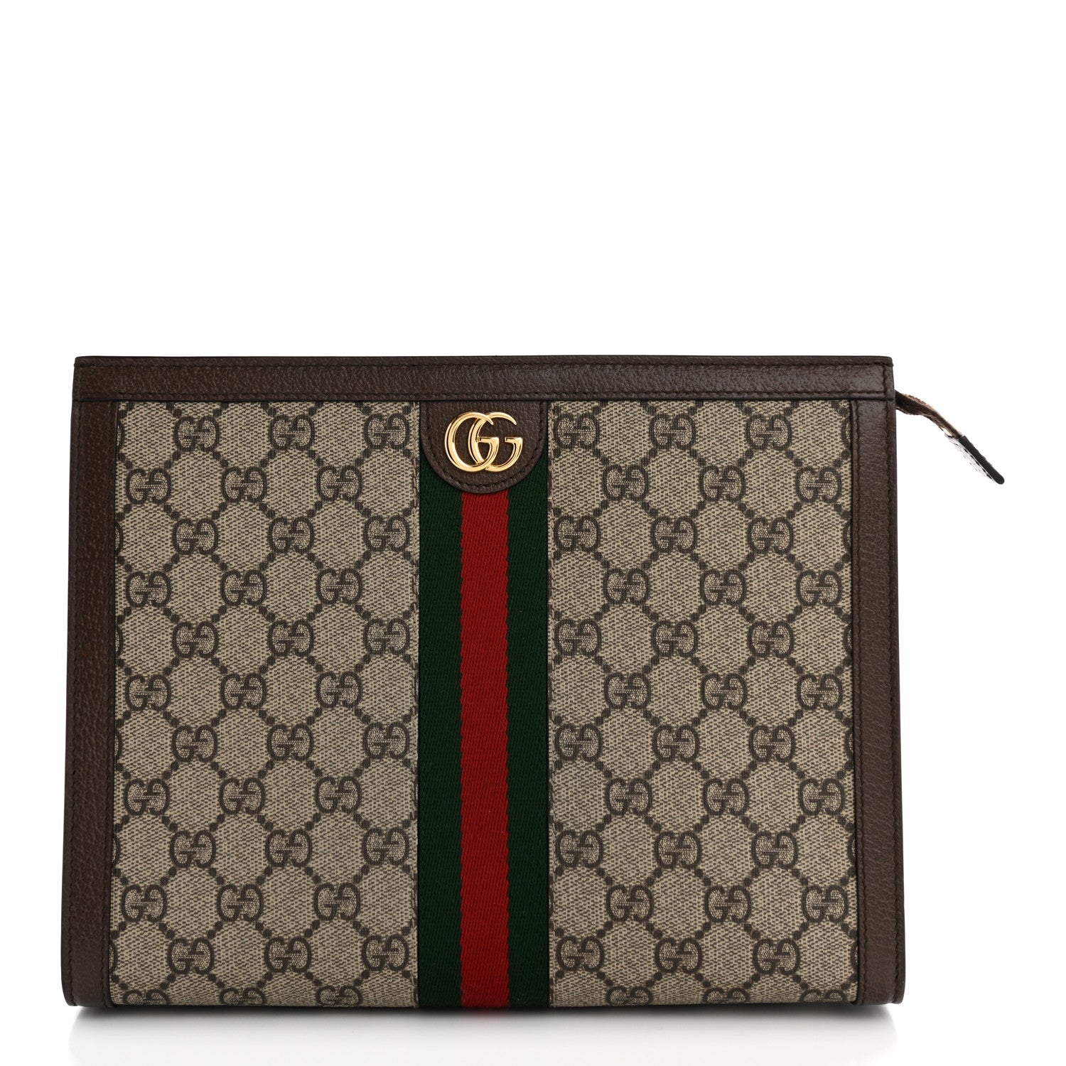 GG Supreme Monogram Web Ophidia Pouch Brown