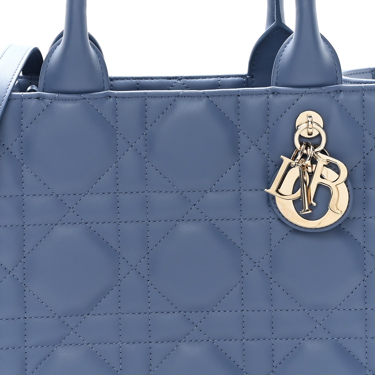 Calfskin Macro Cannage Small Book Tote Denim Blue