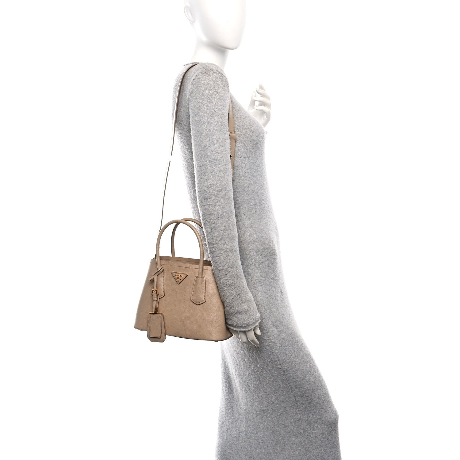 Saffiano Cuir Mini Double Bag Sabbia