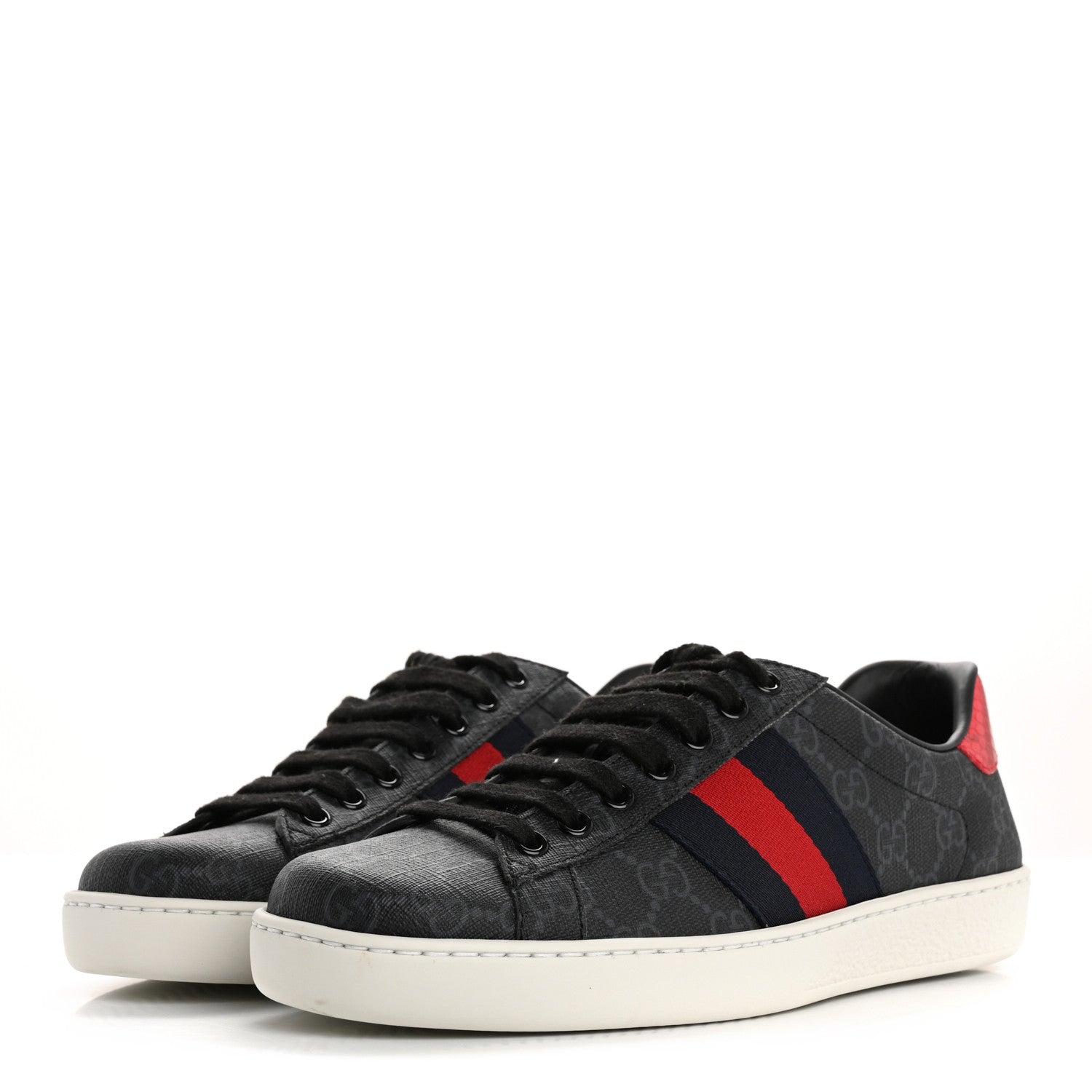 GG Supreme Monogram Ayers Web Mens New Ace Sneakers  5 Black