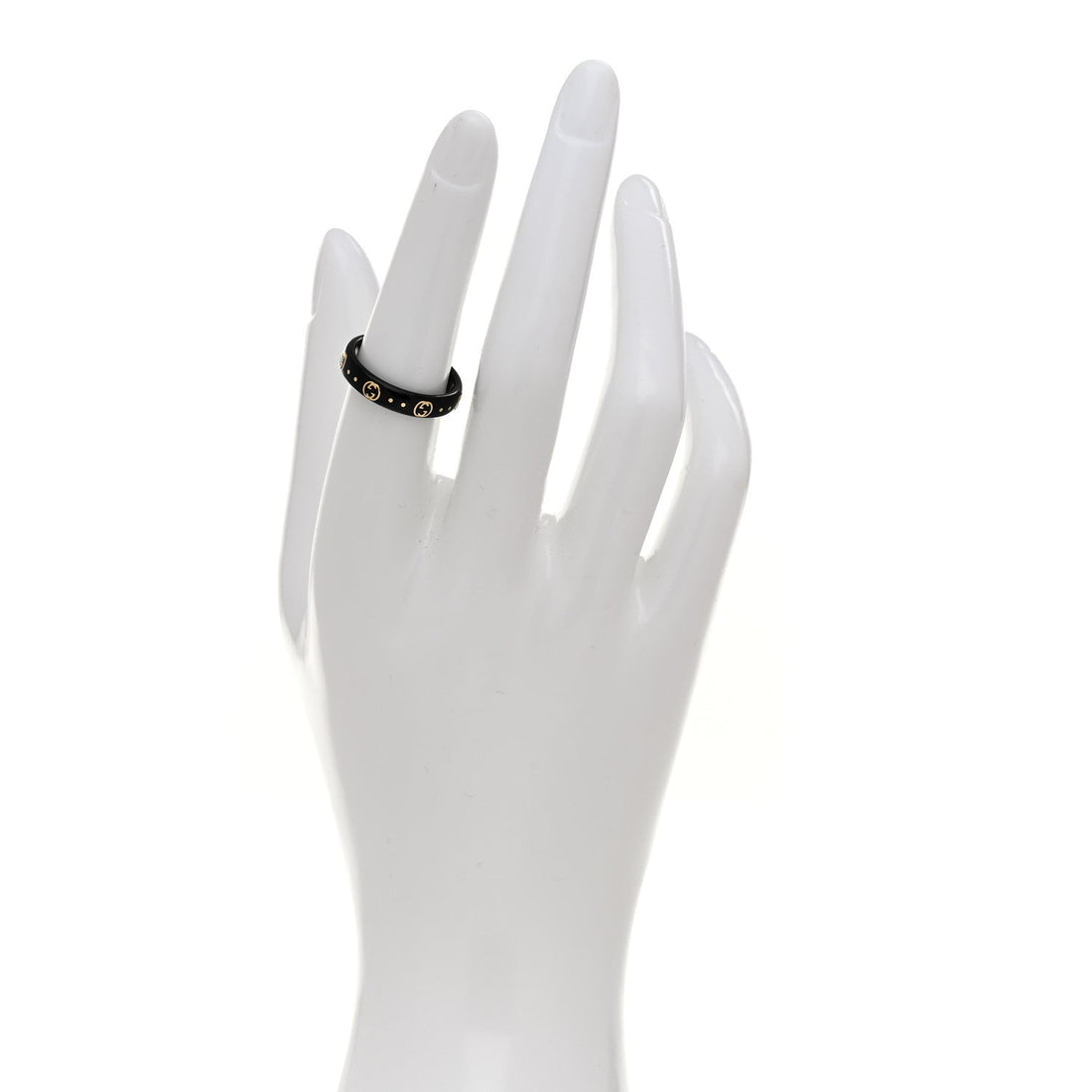 18K Yellow Gold Synthetic Corundum Icon Ring 53 6.25 Black