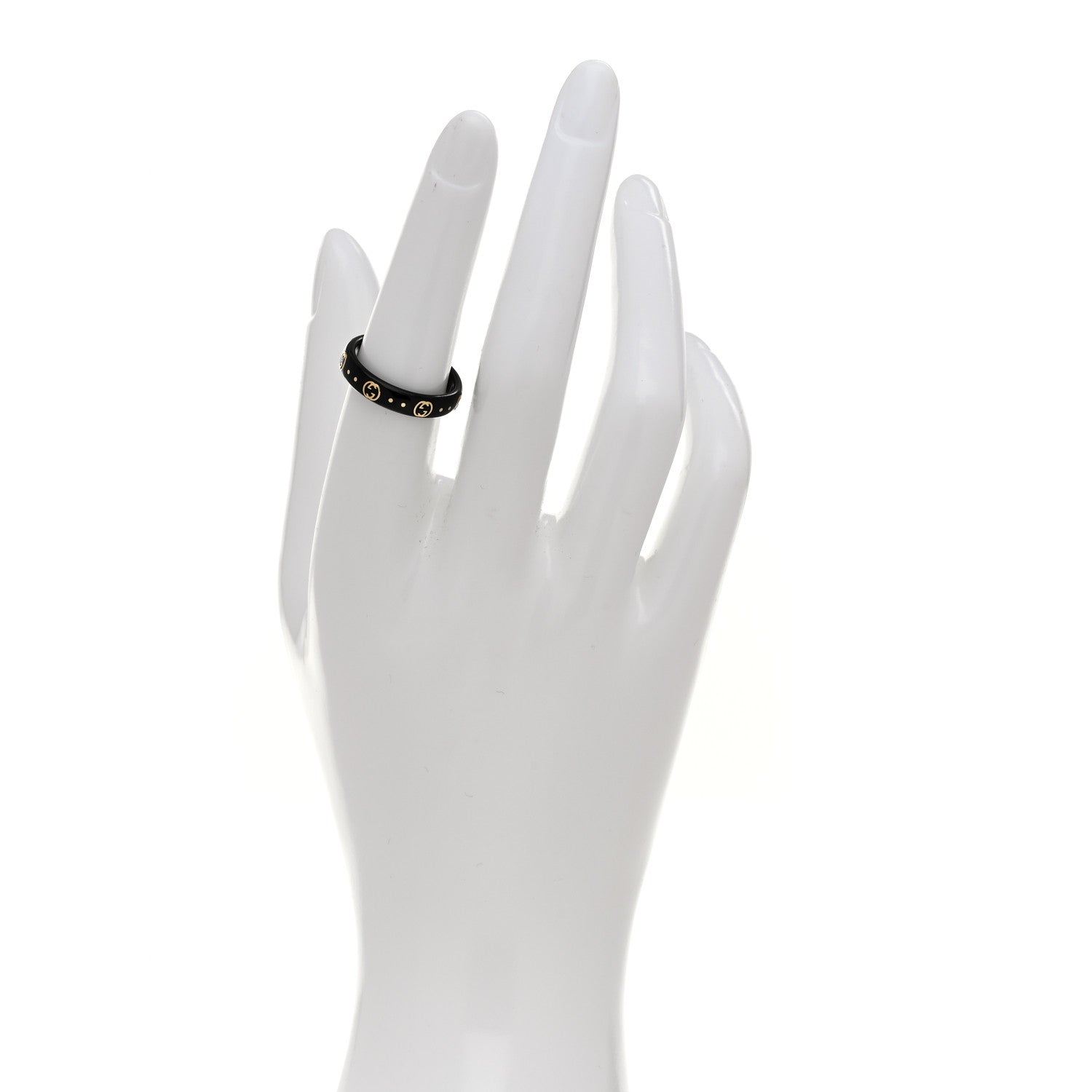 18K Yellow Gold Synthetic Corundum Icon Ring 53 6.25 Black