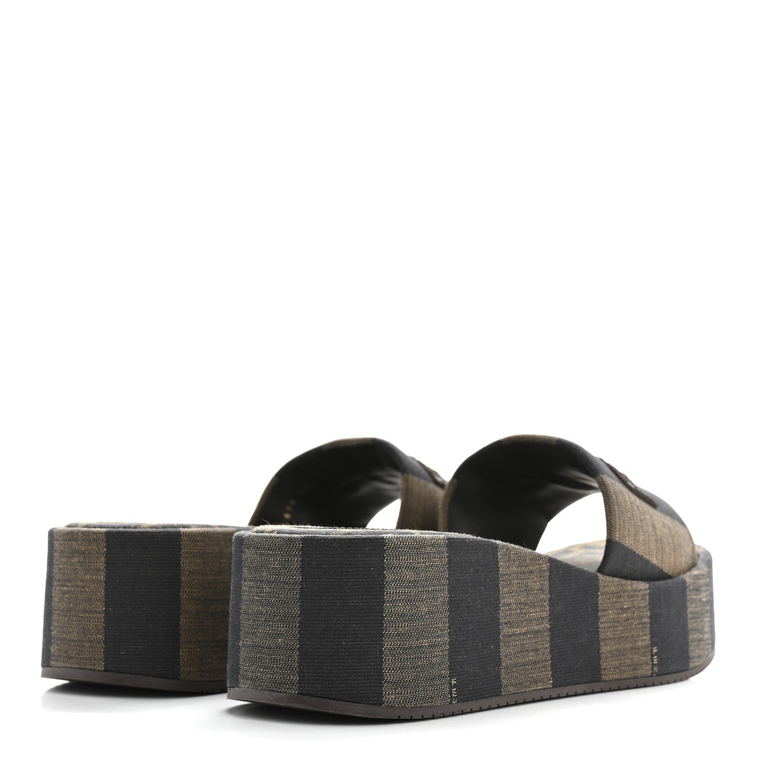 Jacquard Womens FF Sunshine Flatform Slide Sandals 39.5 Tabacco Black