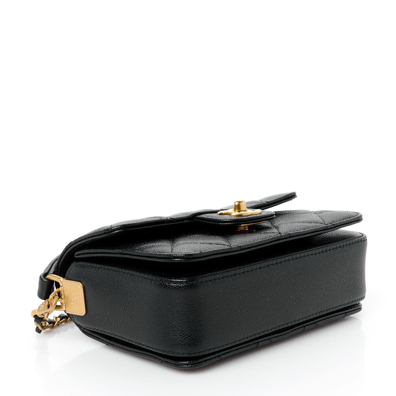 Caviar Quilted Mini Top Handle Flap Black