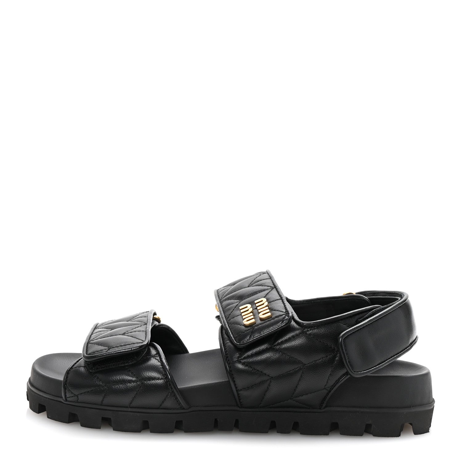 Nappa Matelasse Sporty Sandals 39 Black