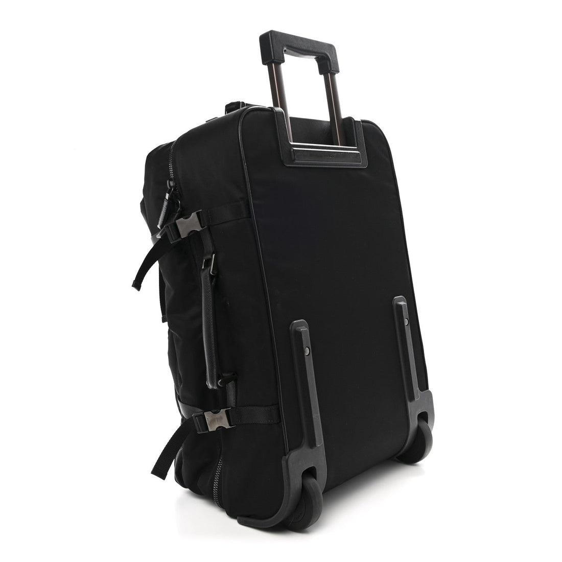 Tessuto Nylon Saffiano Trolley Rolling Suitcase Luggage Black