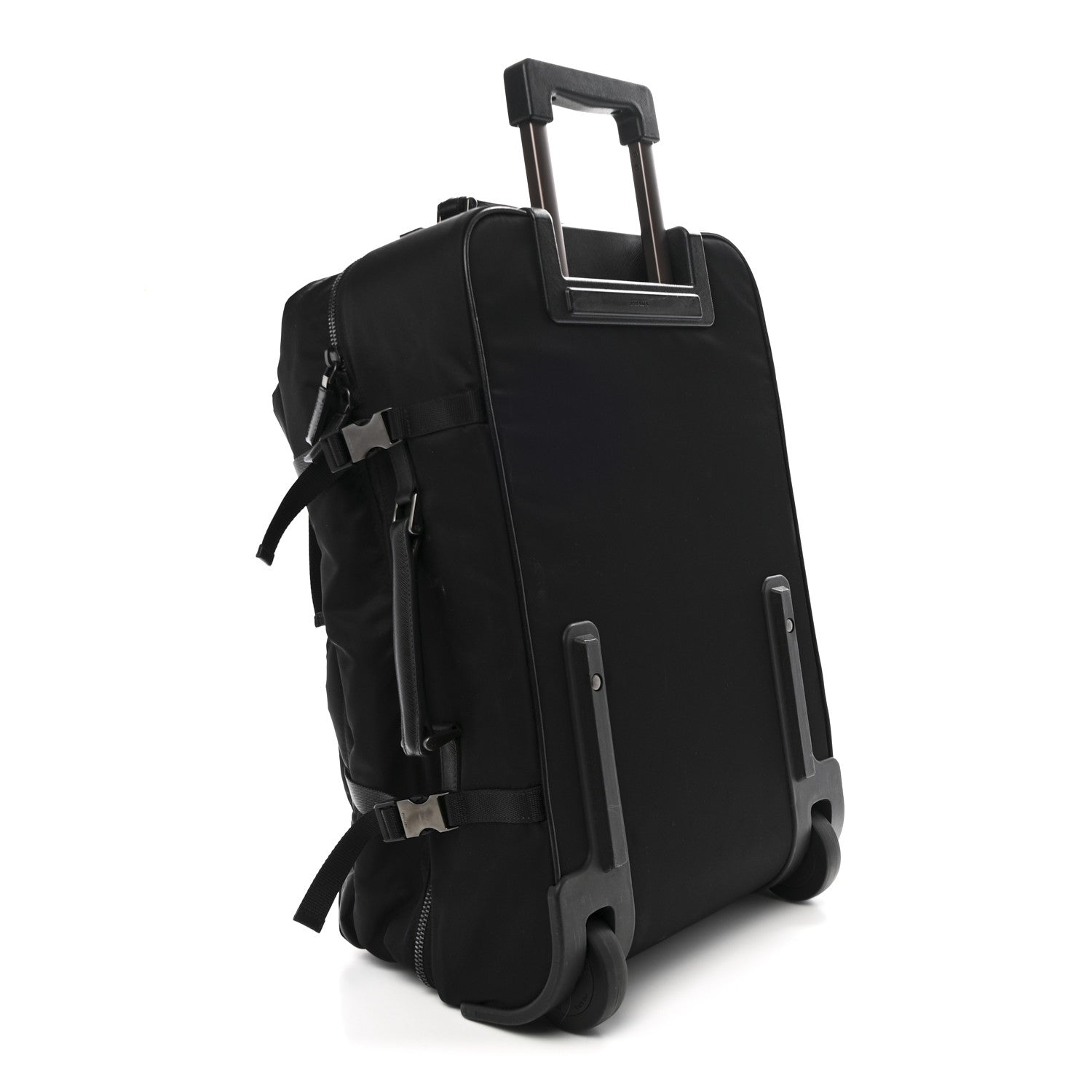 Tessuto Nylon Saffiano Trolley Rolling Suitcase Luggage Black