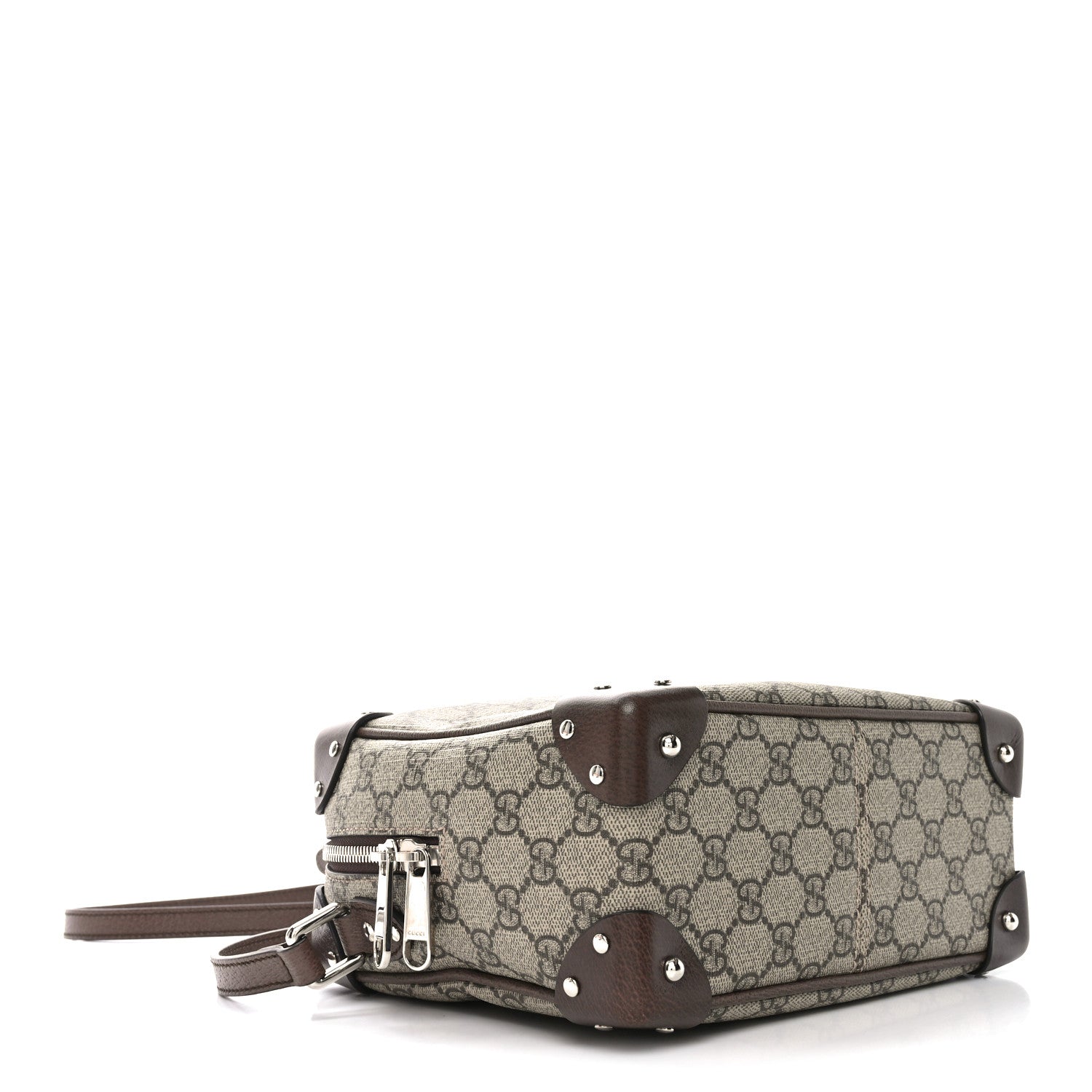 GG Supreme Monogram Textured Calfskin Square Messenger Bag Beige Ebony New Acero