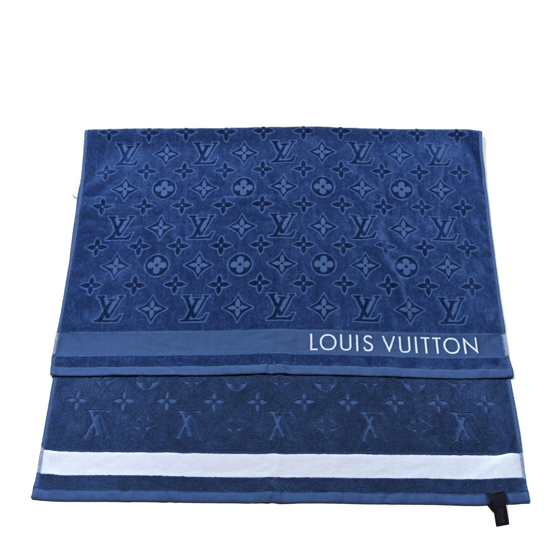 Cotton Monogram Beach Towel Blue