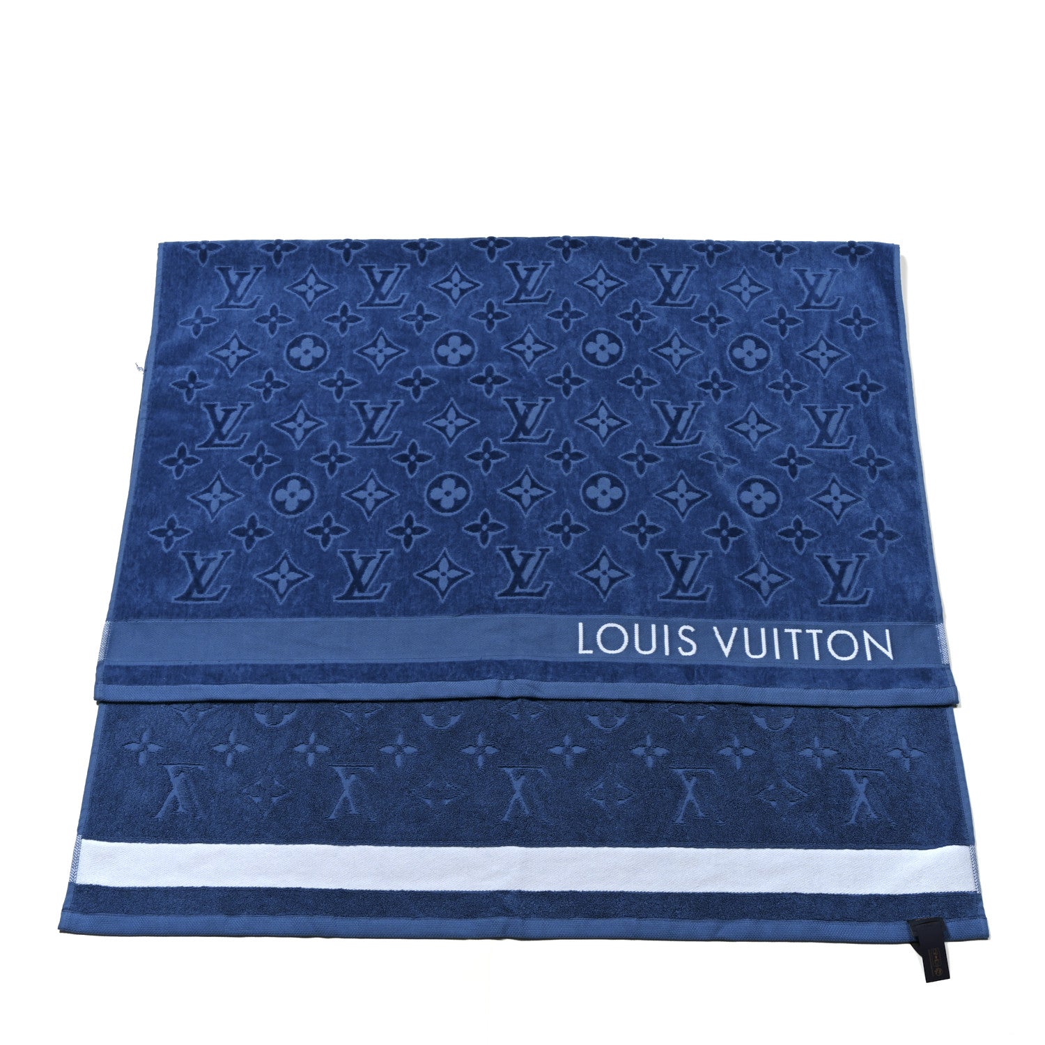 Cotton Monogram Beach Towel Blue