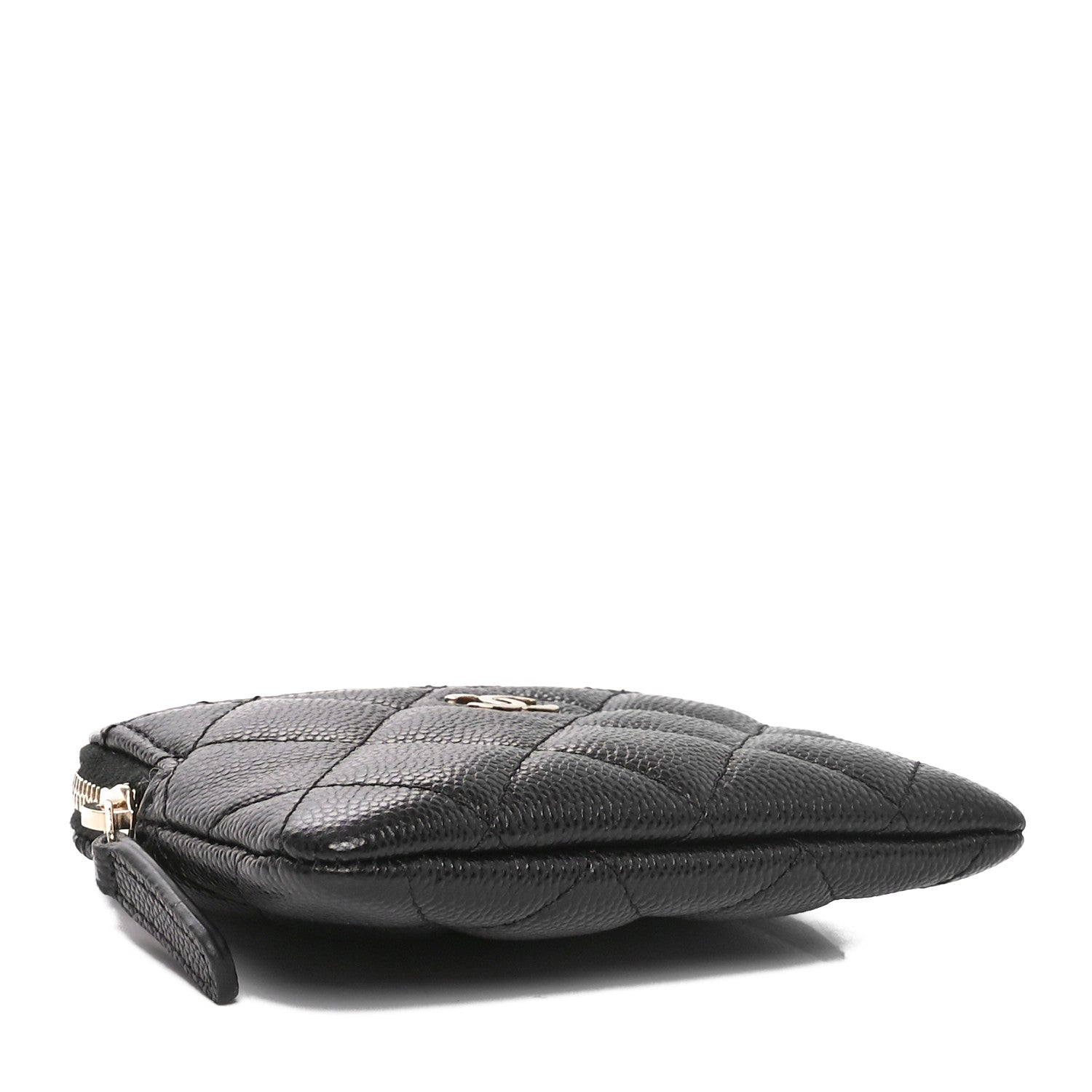 Caviar Quilted Zip Card Holder Wallet Black