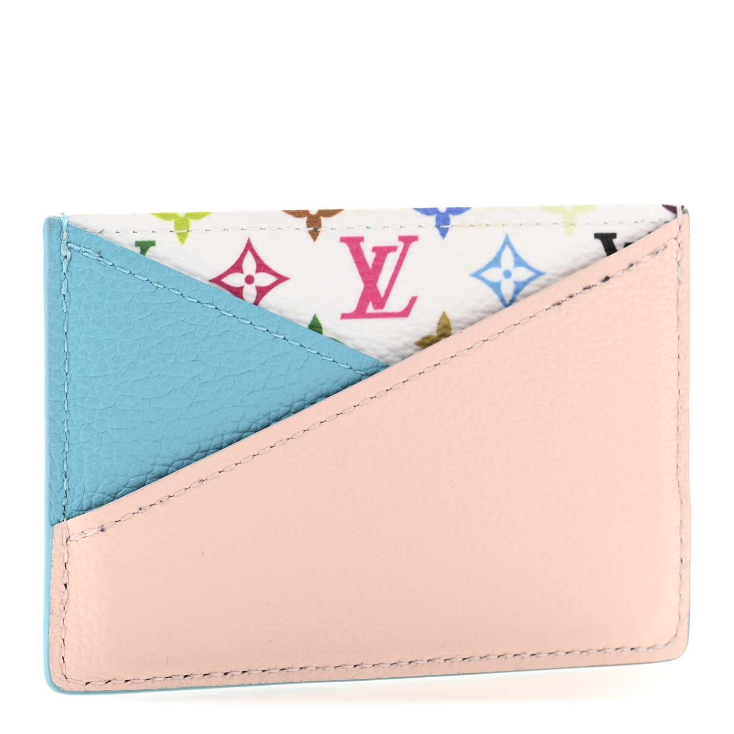 LV X TM Monogram Multicolor Criss-Cross Card Holder Kabira Blue Rose