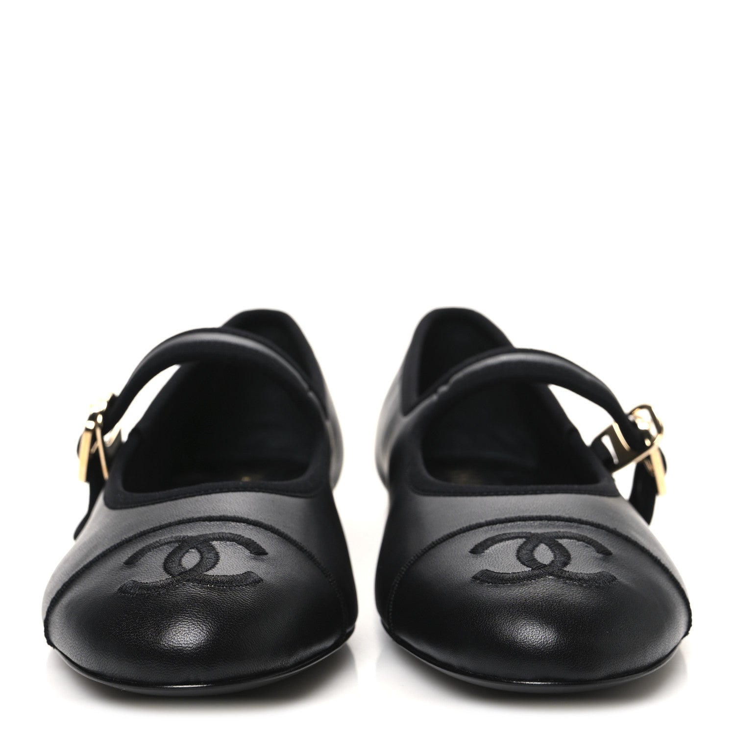 Lambskin Mary Jane Flats 38.5 Black