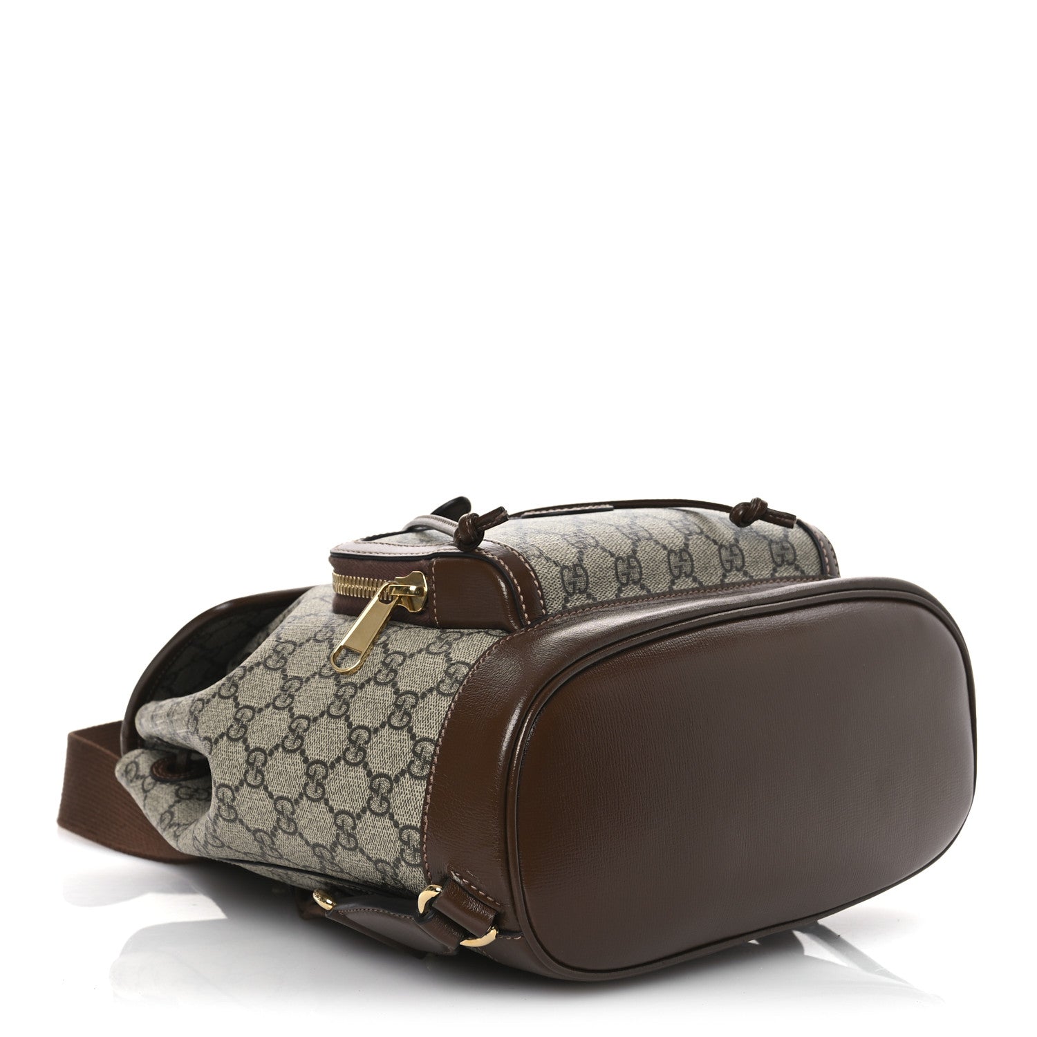 GG Supreme Monogram Azalea Calfskin Retro Interlocking G Buckle Backpack Beige Ebony Brown Sugar