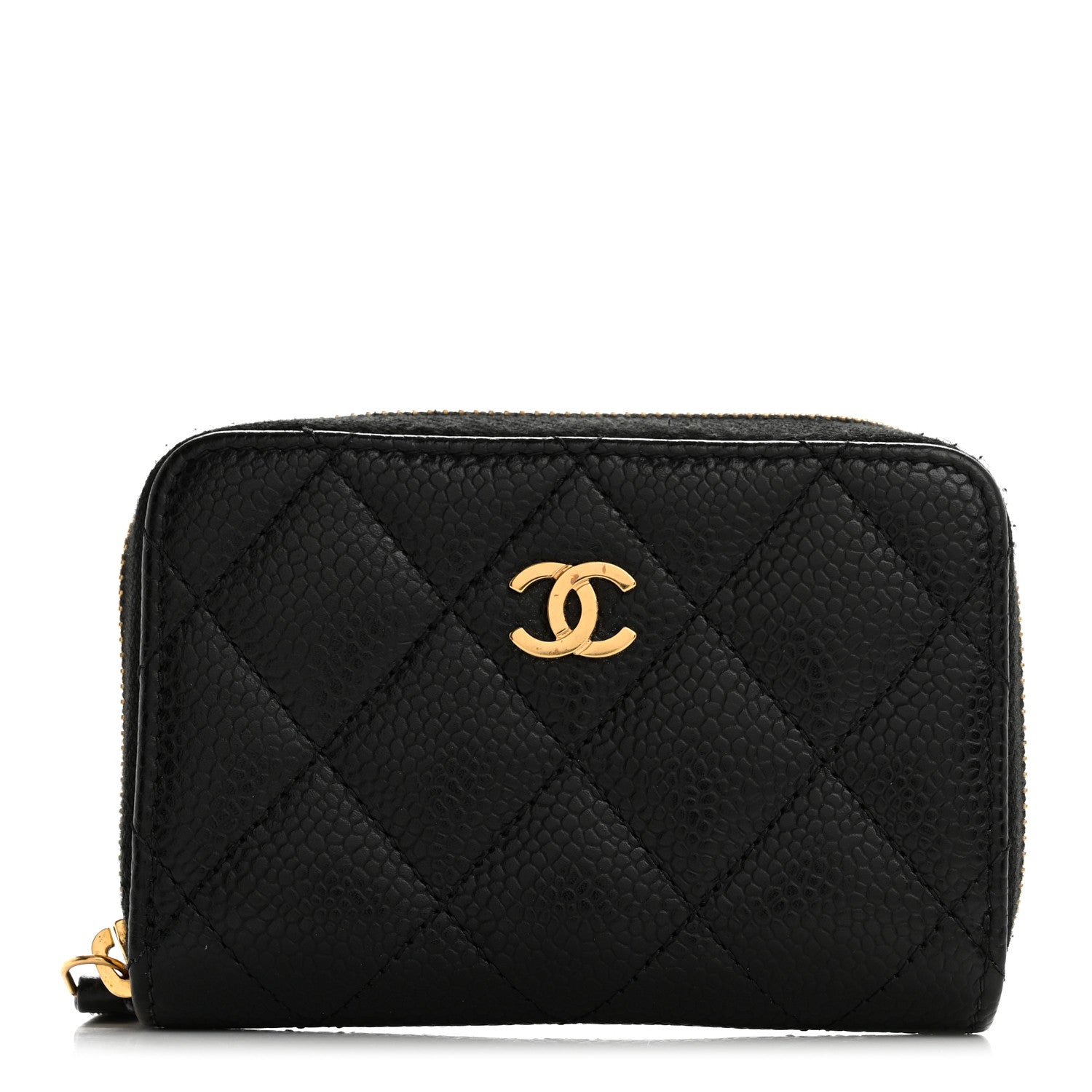 Caviar Quilted Zip Coin Purse Black