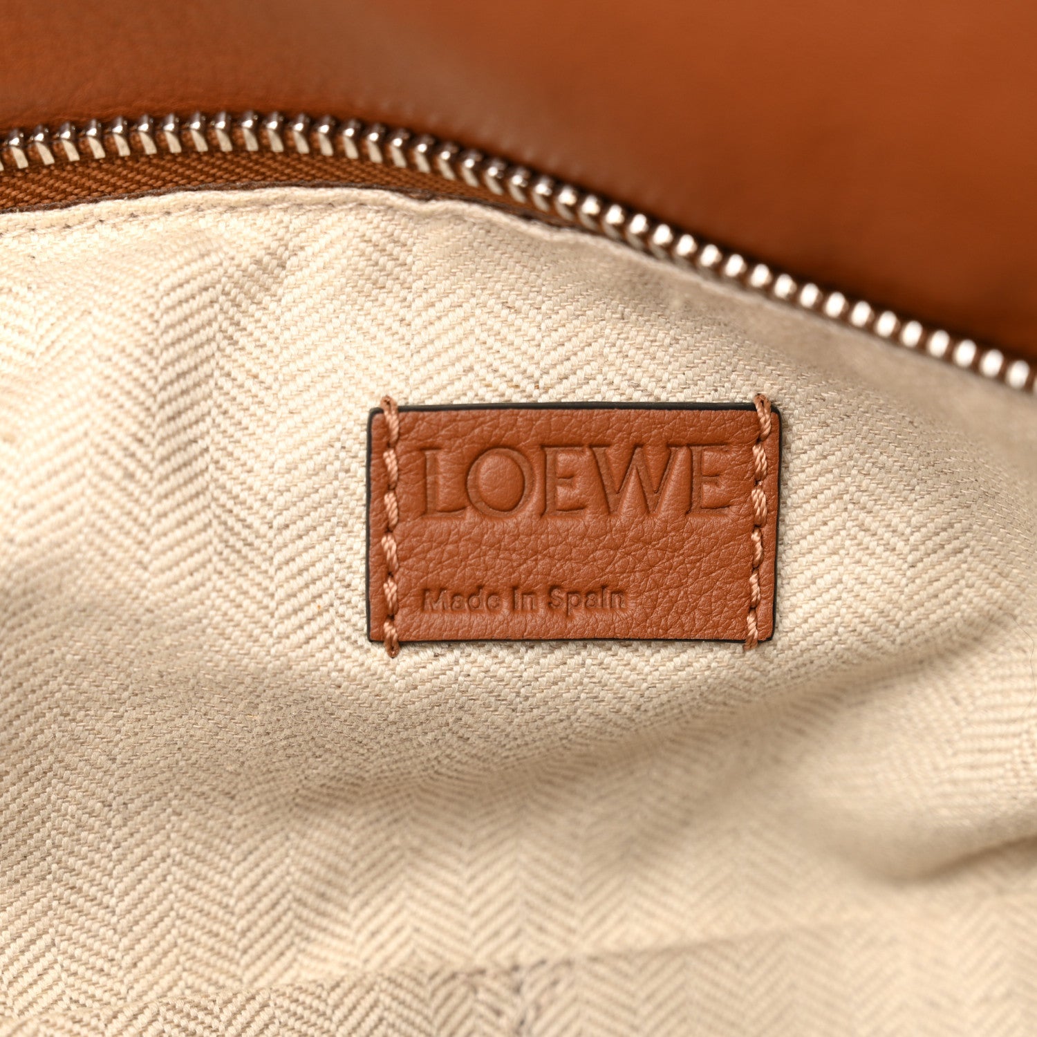 Calfskin Crochet Trim Medium Puzzle Bag Tan