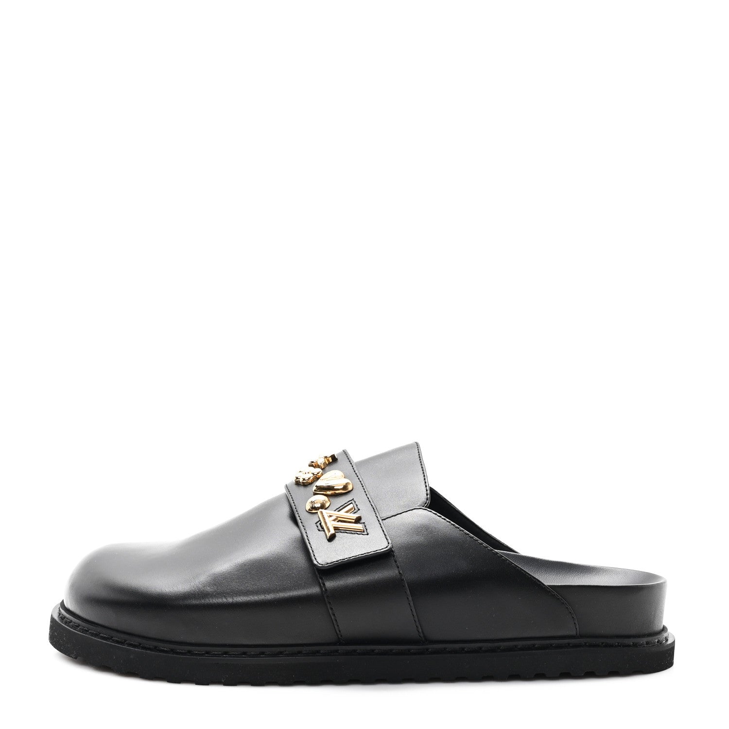 Calfskin Mens LV Cosy Flat Comfort Clog Mules 42 Black
