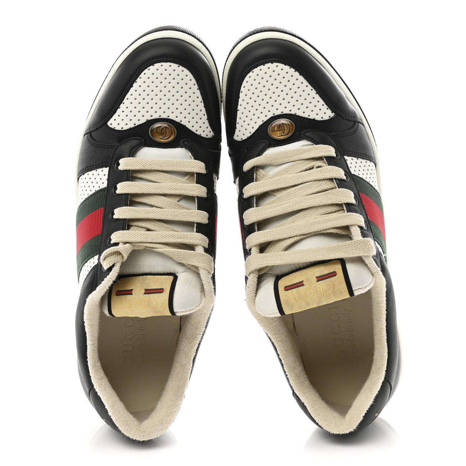 Calfskin Web Mens Screener Sneakers 9.5 Black White