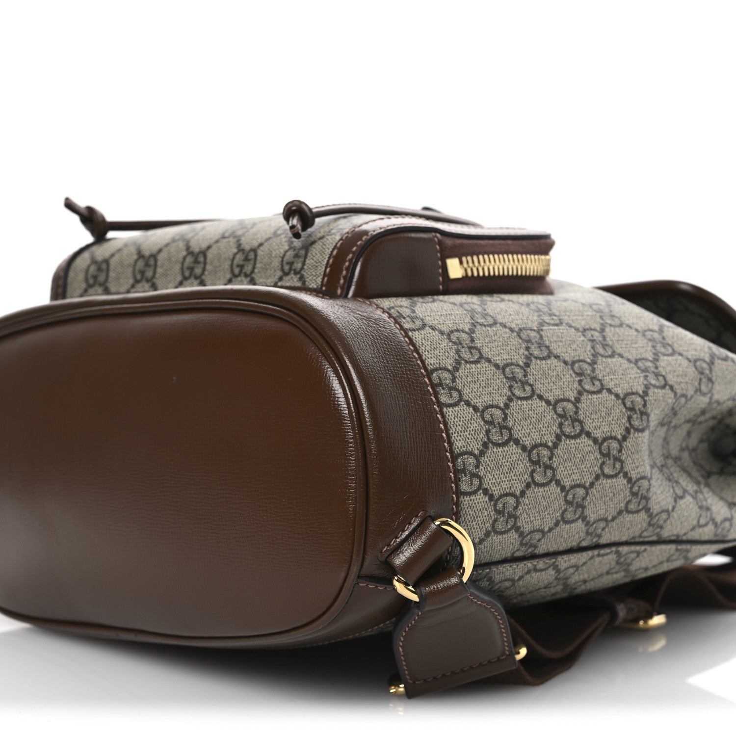 GG Supreme Monogram Azalea Calfskin Retro Interlocking G Buckle Backpack Beige Ebony Brown Sugar