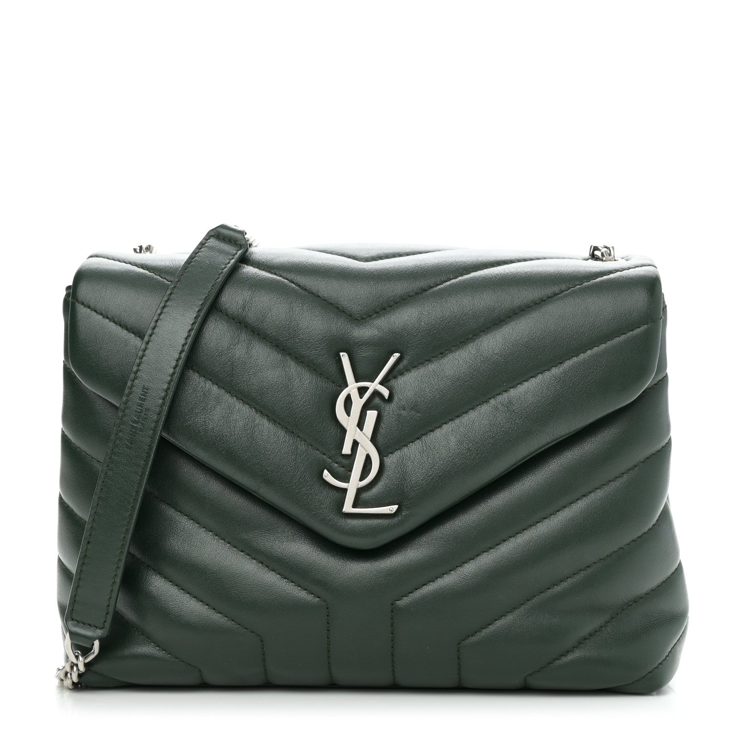 Calfskin Y Quilted Monogram Small Loulou Chain Satchel Olive