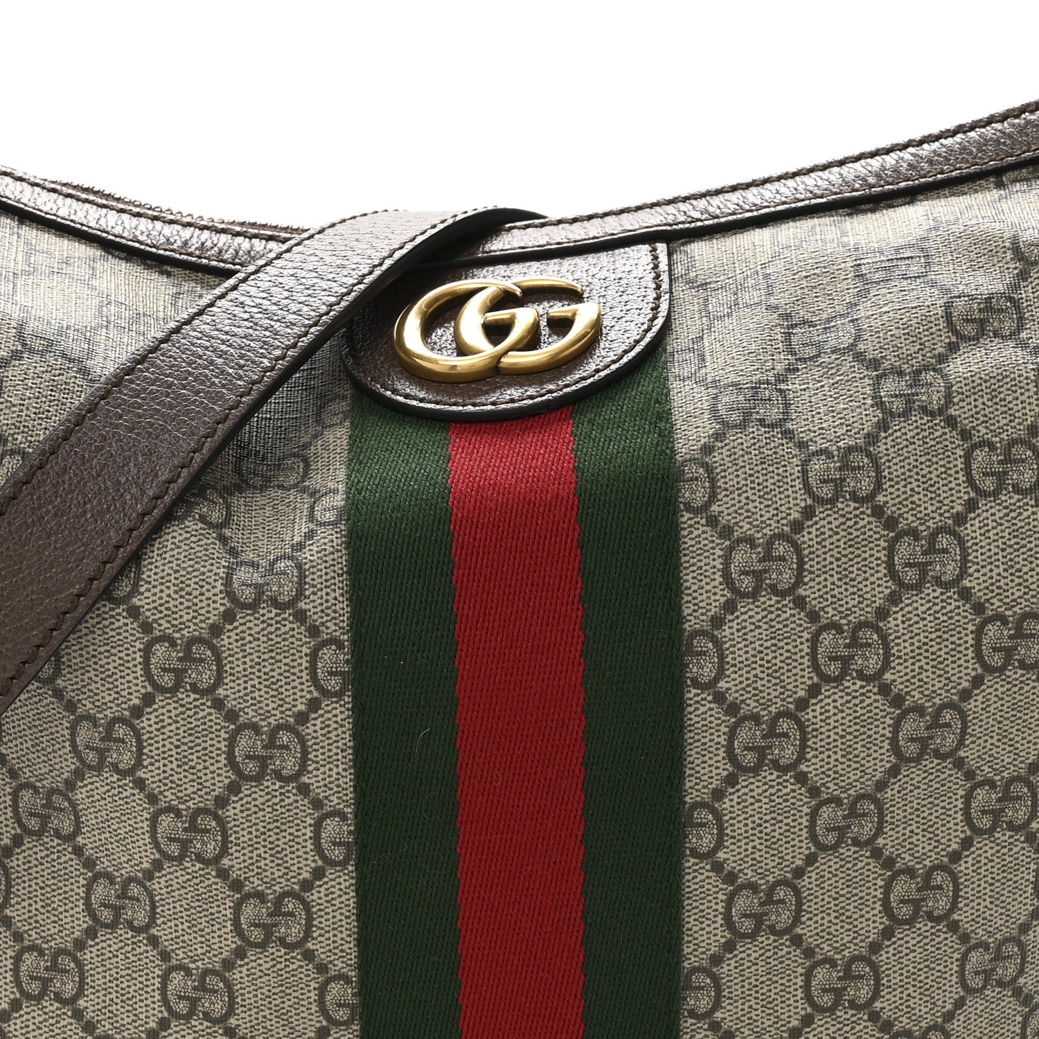 GG Supreme Monogram Web Ophidia Half Moon Hobo Brown