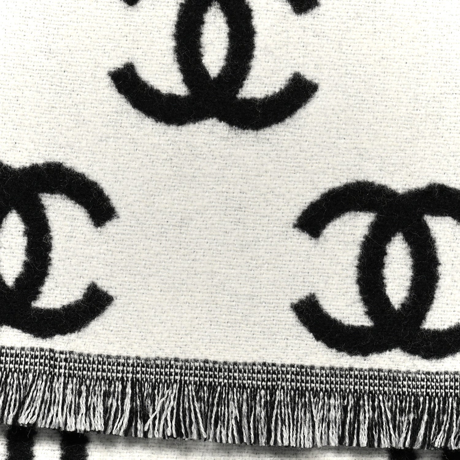 Wool Cashmere CC Scarf Black White