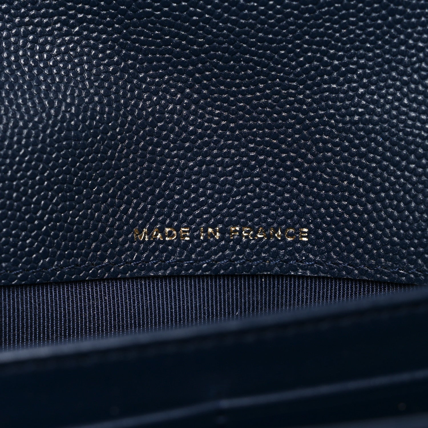 Caviar Quilted Large Gusset Flap Wallet Navy
