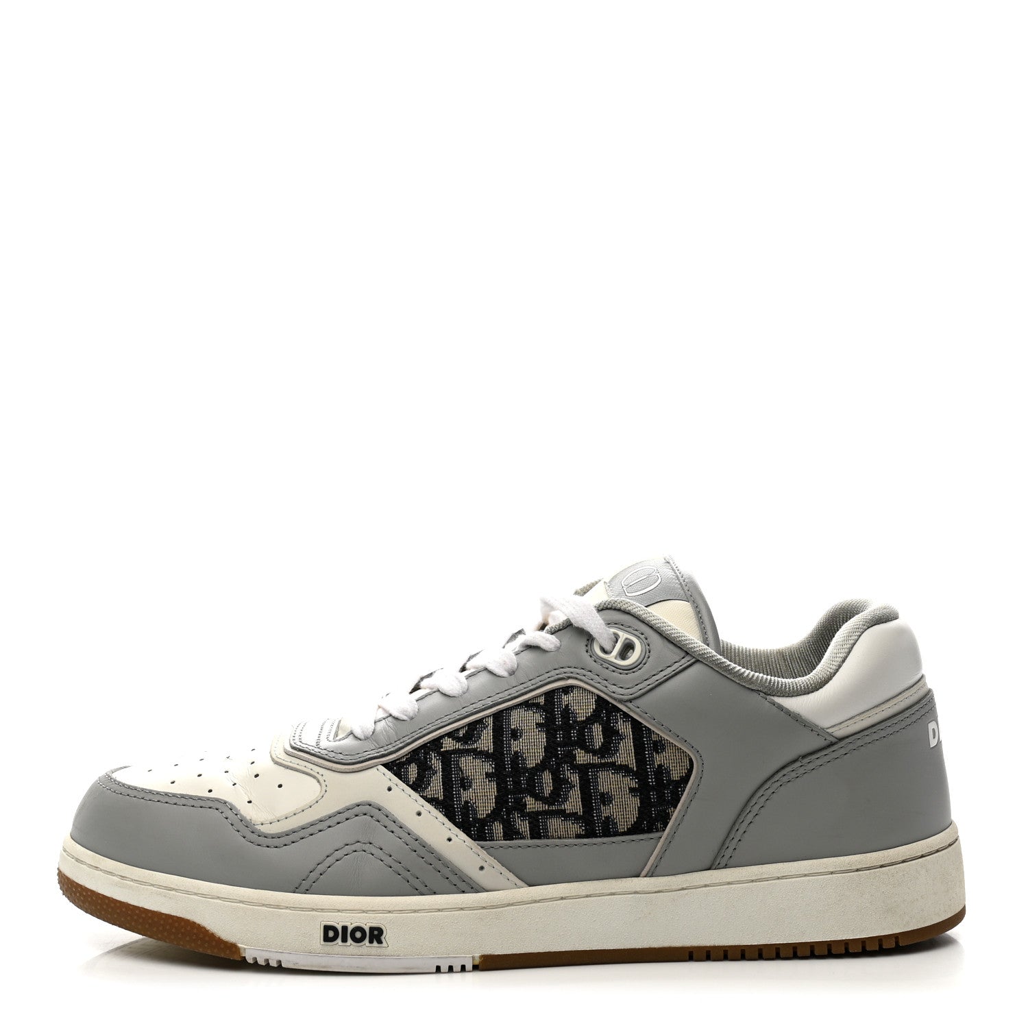 Smooth Calfskin Jacquard Oblique Mens B27 Low Top Sneakers 43 Beige Blue