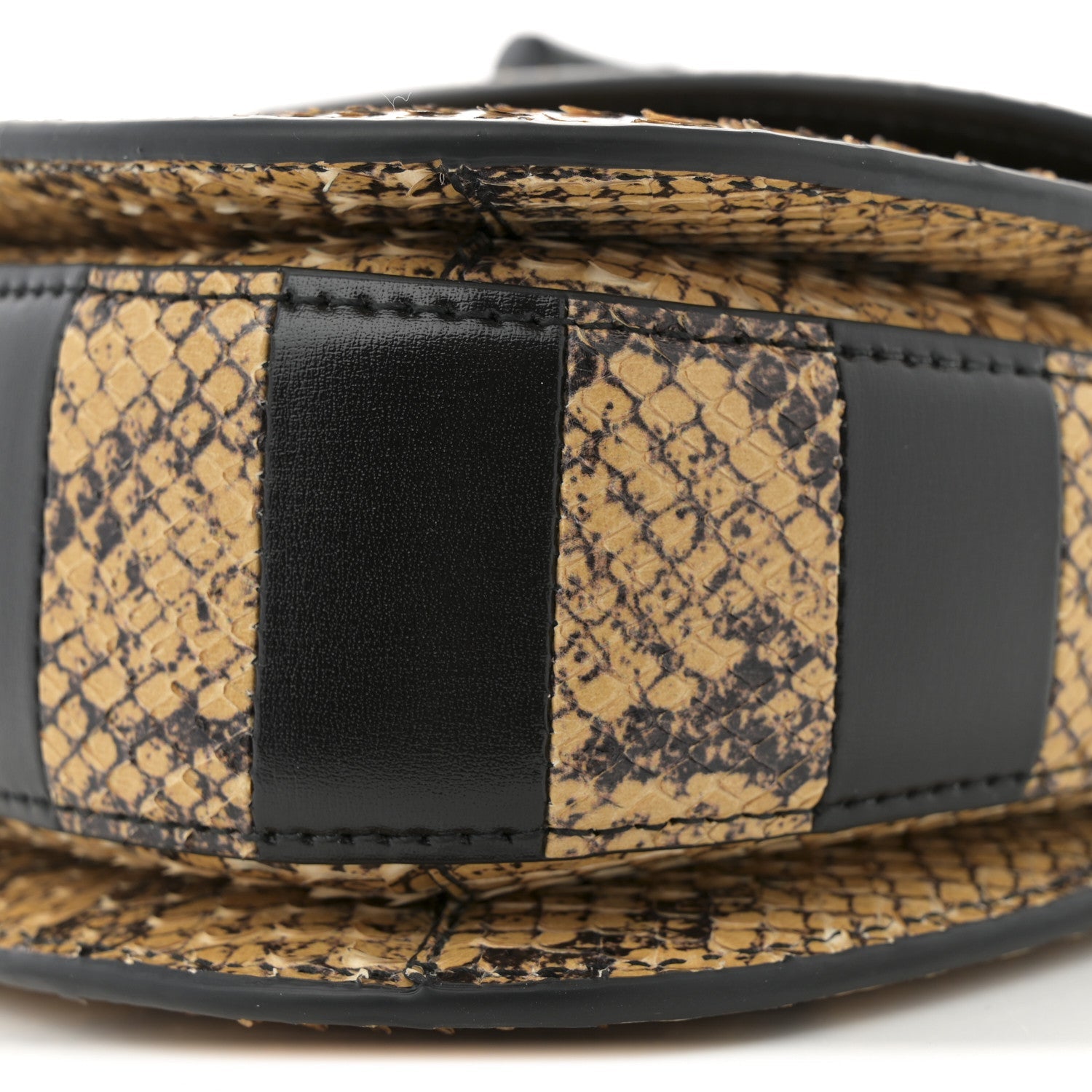 Snakeskin Small Bamboo 1947 Top Handle Bag Natural Black