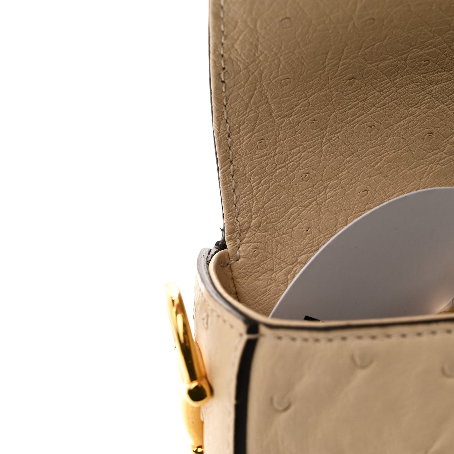 Ostrich Medium Horsebit 1955 Shoulder Bag White