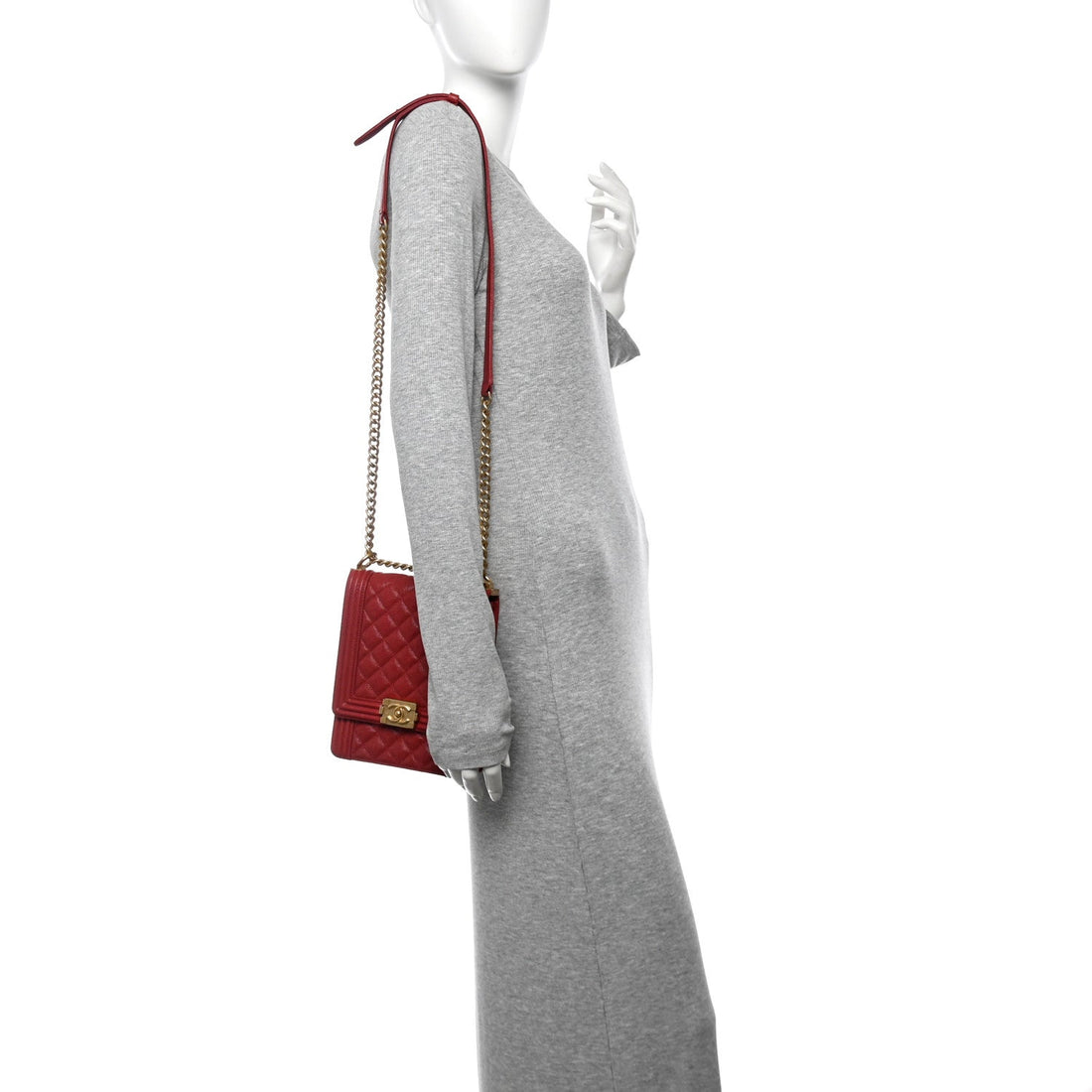 Caviar Quilted North South Boy Flap Red