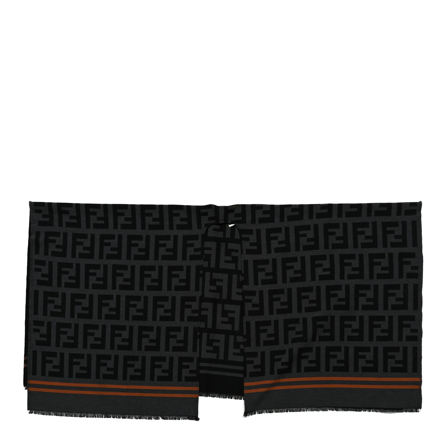 Wool Silk FF Poncho Black