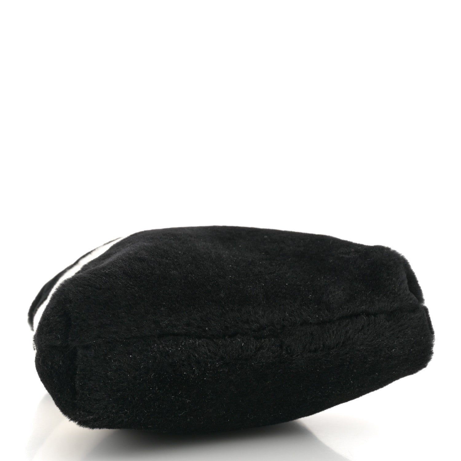 Shearling Checkered Drawstring Bag White Black