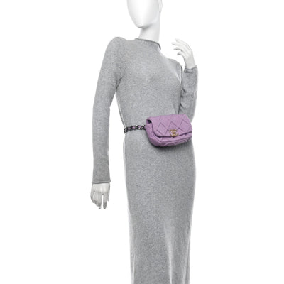 Jersey Quilted Chanel 19 Waist Bag Purple