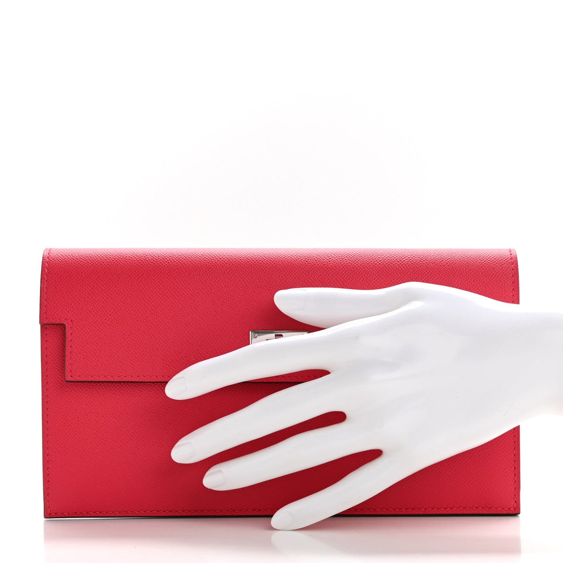 Madame Calfskin Kelly Pocket Long Wallet Rose Extreme