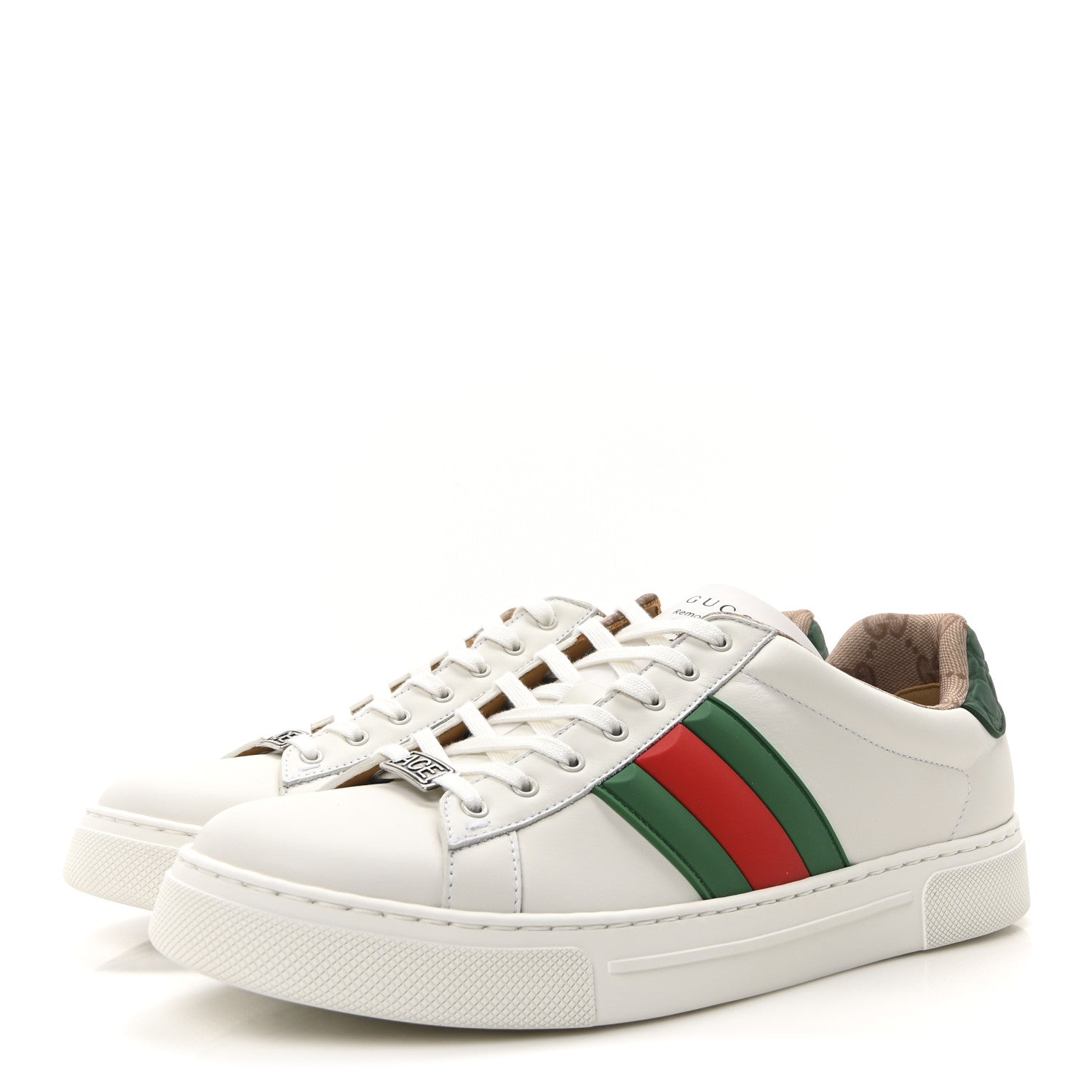 Ultralight Plume Calfskin Rubber Web Mens New Ace Sneakers 9 Green White Red