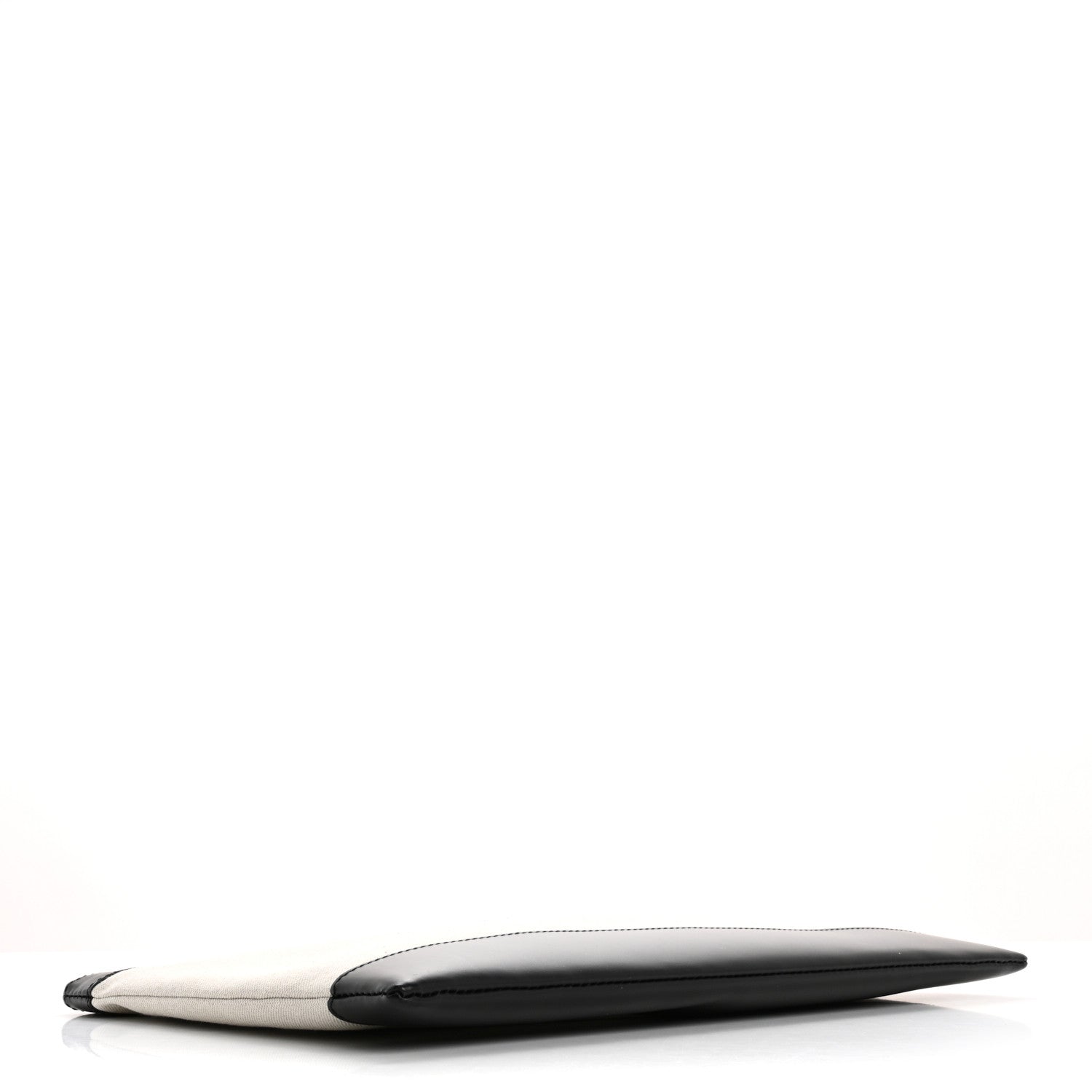 Calfskin Cotton Canvas Logo Clutch Black