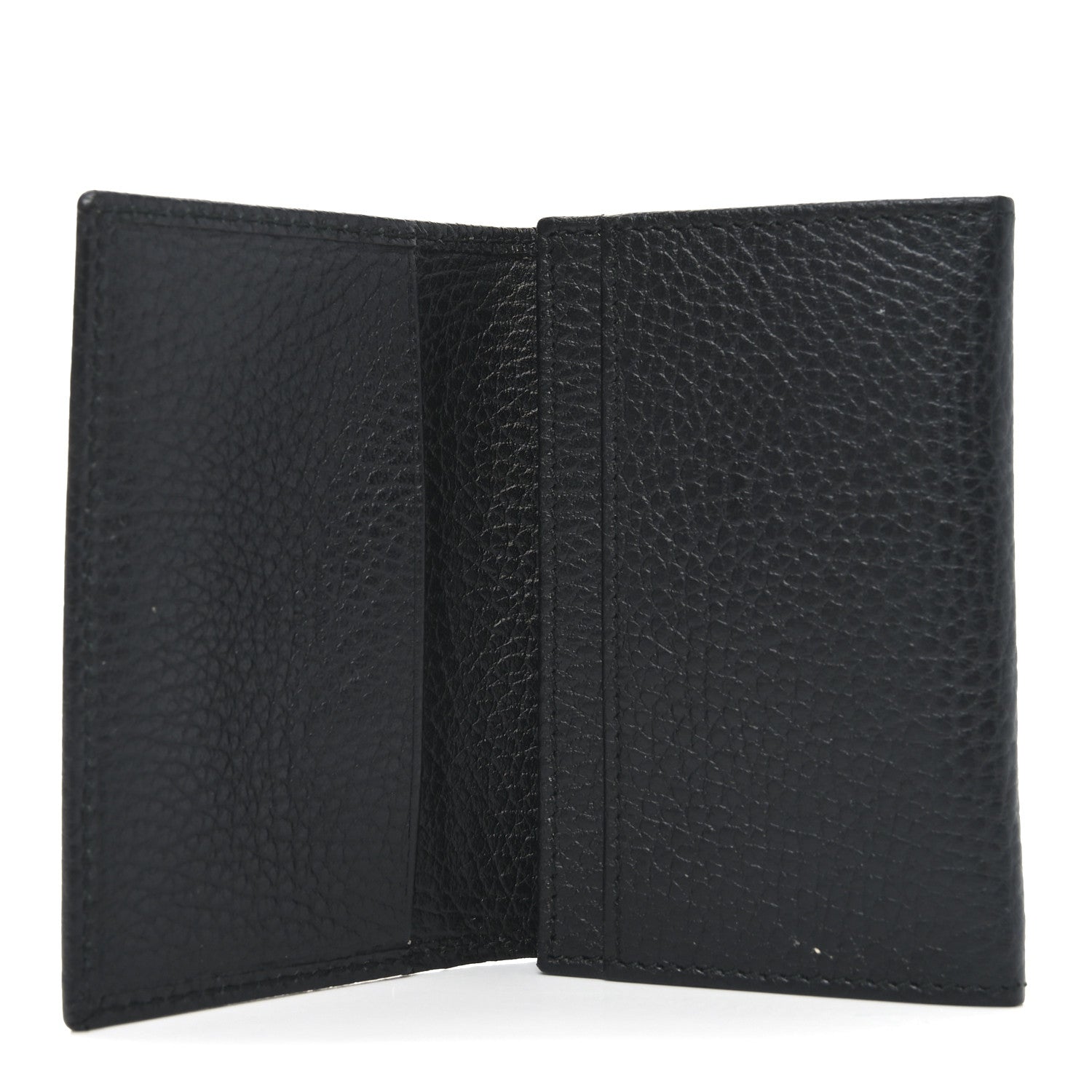Pebbled Calfskin GG Marmont Card Case Black
