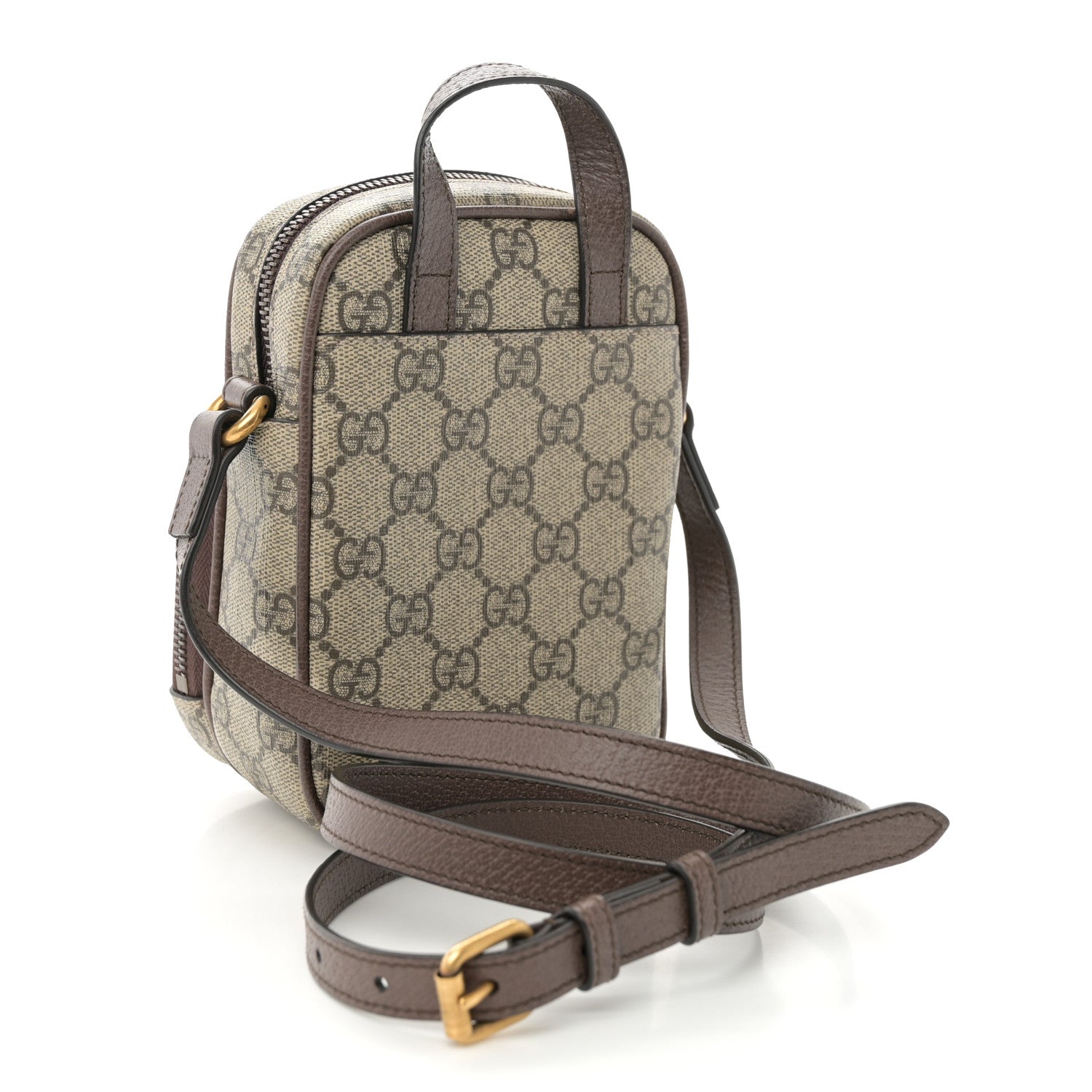 GG Supreme Monogram Web Mini Ophidia Double Zip Messenger Bag Beige New Acero