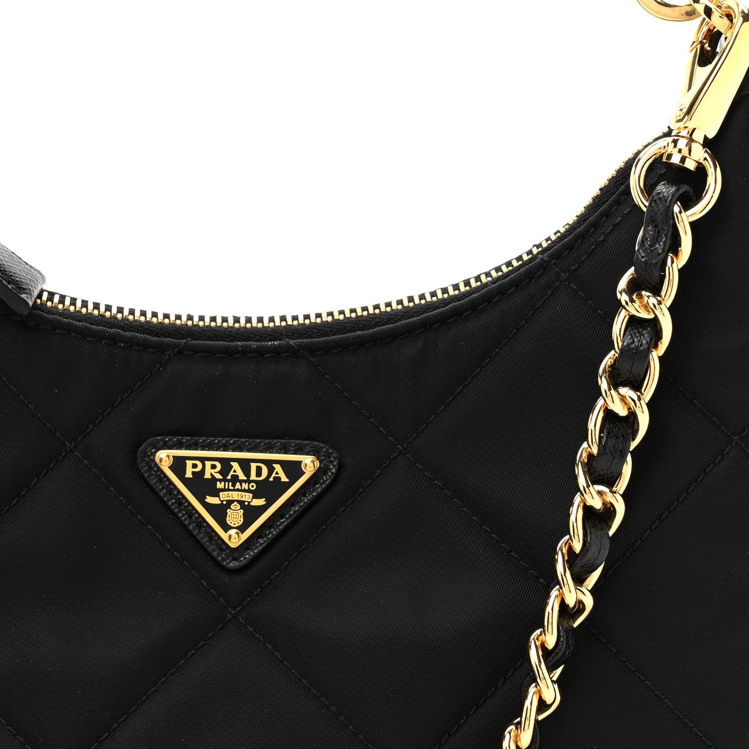 Re-Nylon Saffiano Quilted Mini Re-Edition 1995 Chaine Shoulder Bag Black