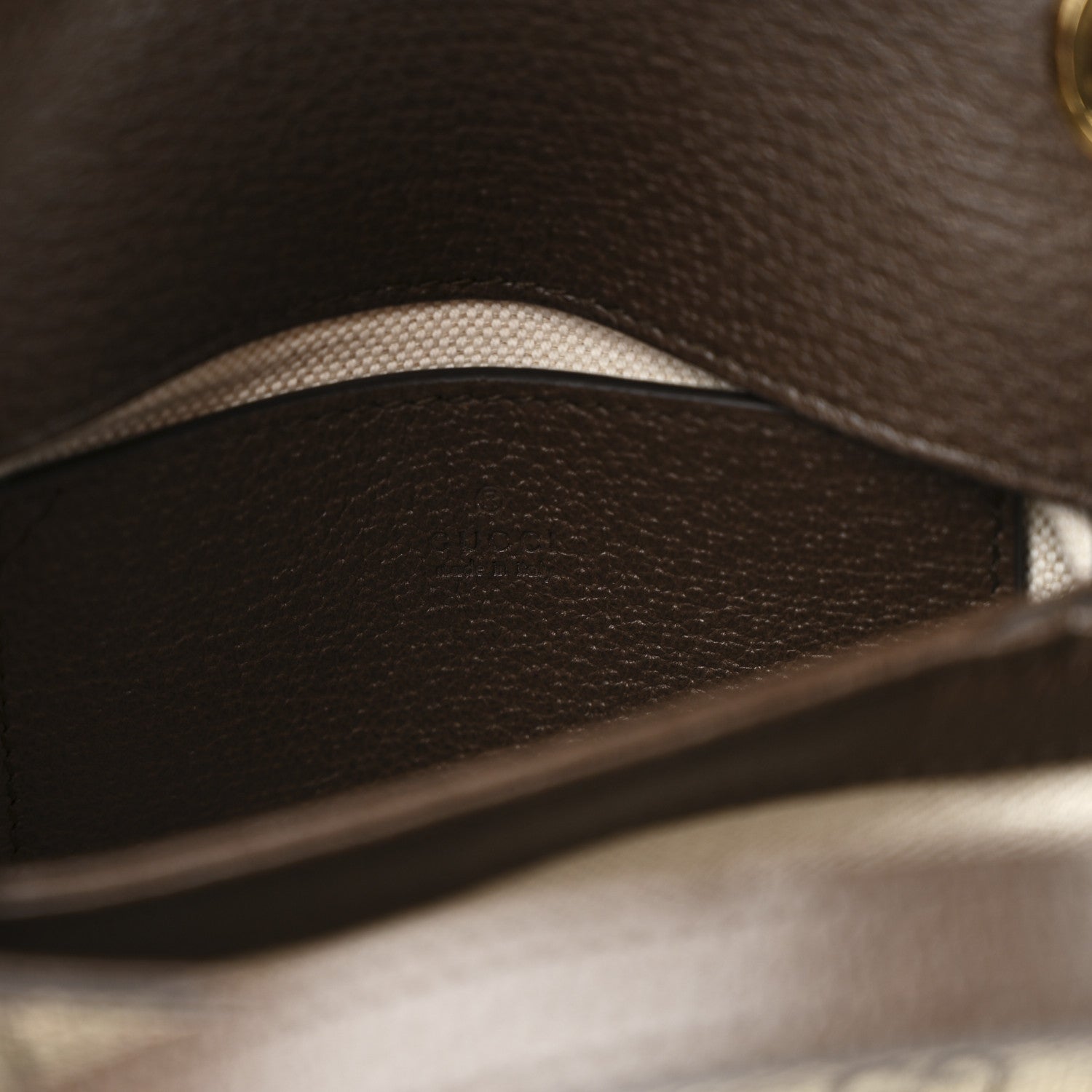 GG Supreme Monogram Textured Dollar Calfskin Mini Blondie Chain Shoulder Flap Bag Beige Ebony New Acero