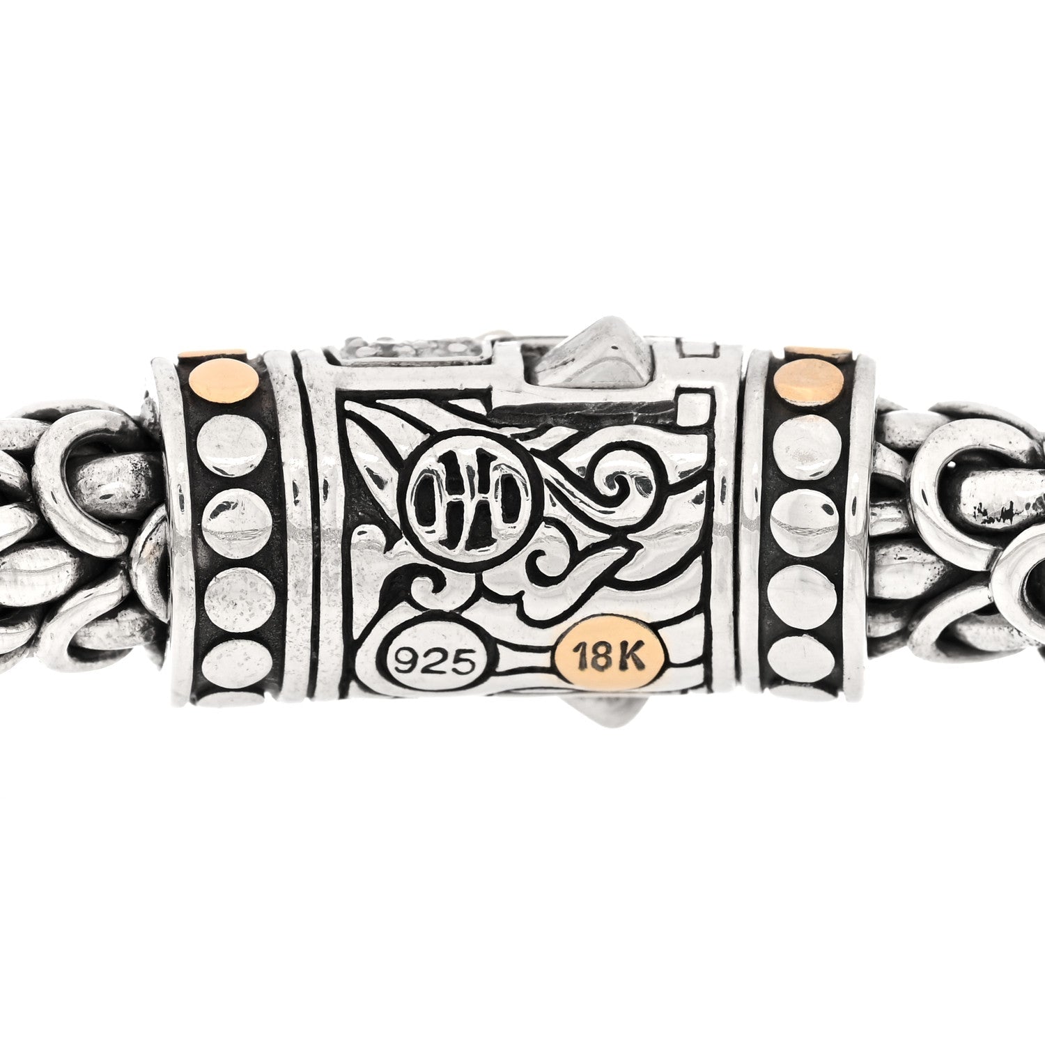 Sterling Silver 18K Yellow Gold Diamond 8mm Naga Bracelet