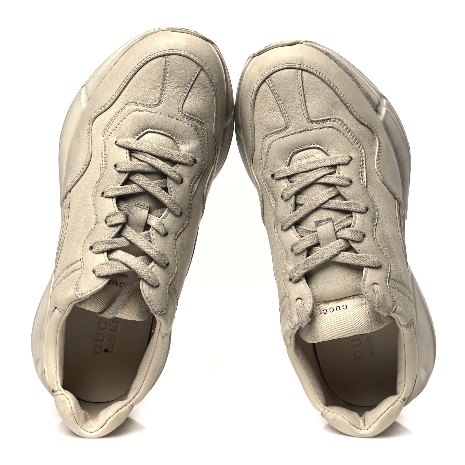 Soft Calfskin Mens Rhyton Sneakers 9 Ivory