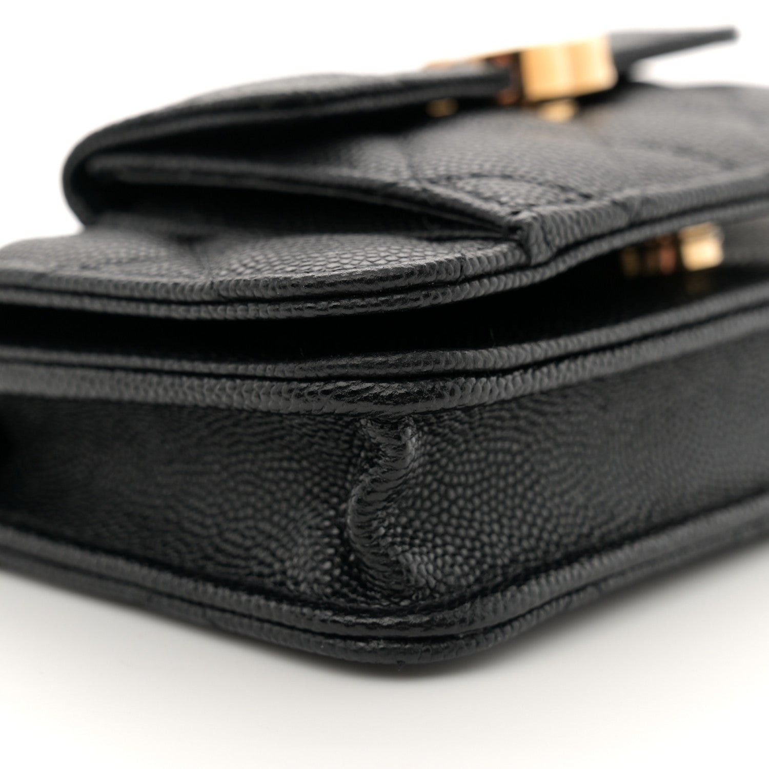 Caviar Quilted Pocket Twins Clutch With Chain Black