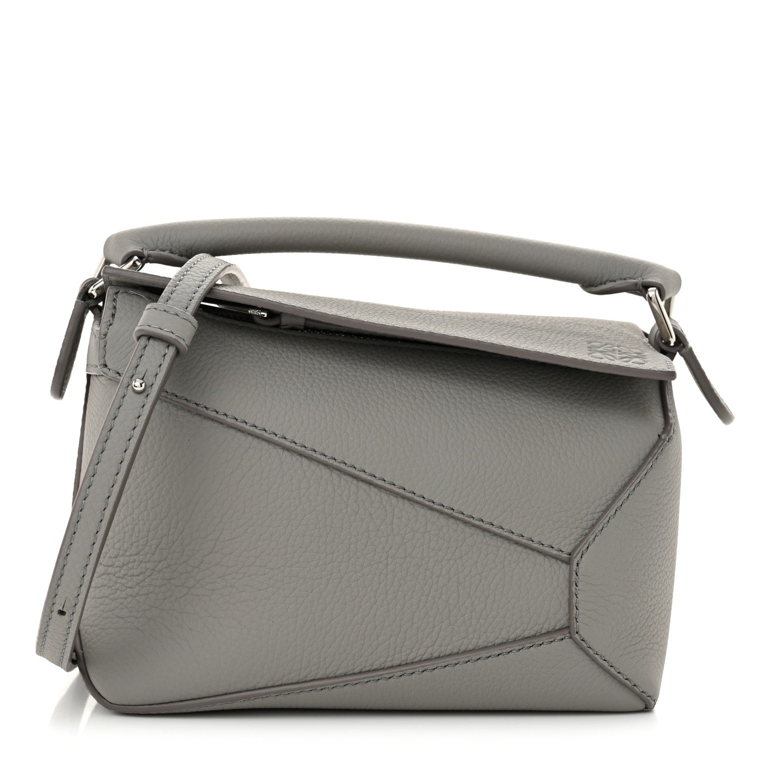 Soft Grained Calfskin Mini Puzzle Edge Bag Pearl Grey