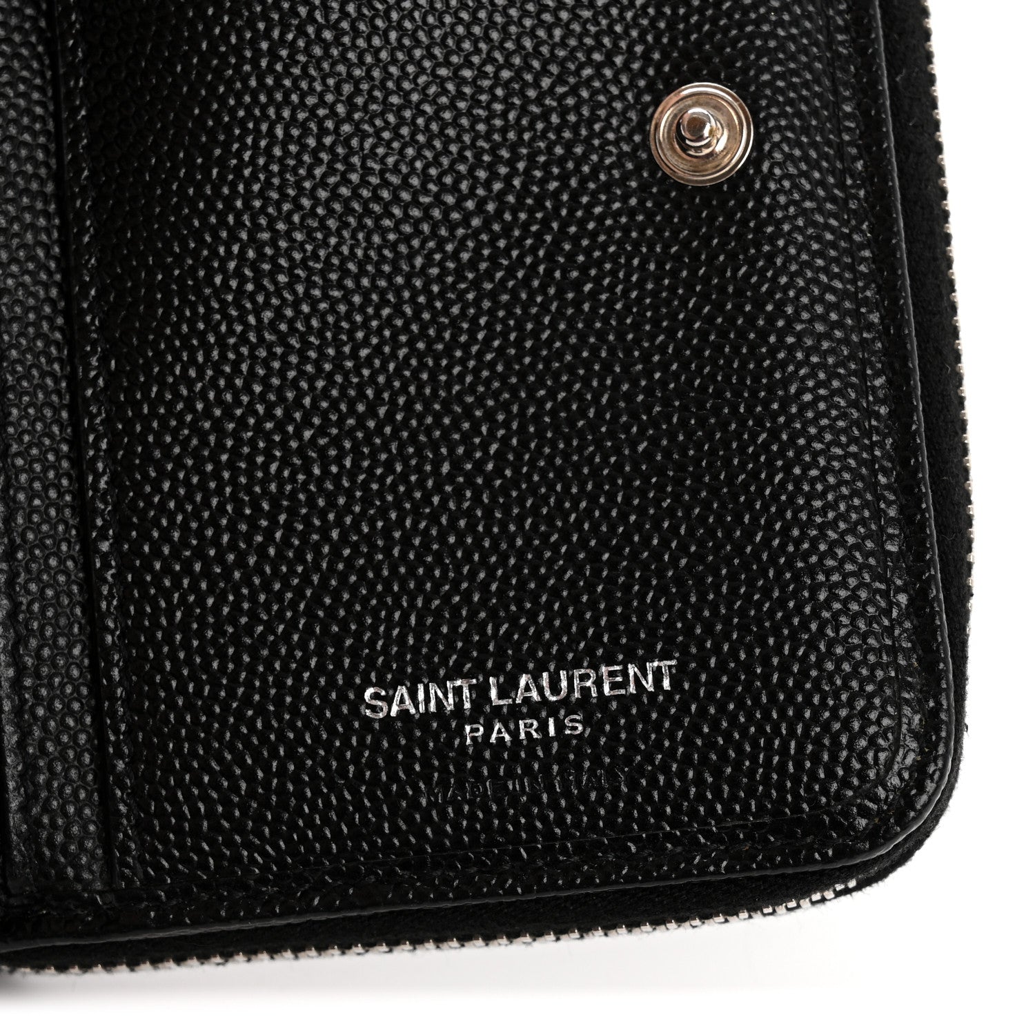 Grain De Poudre Matelasse Chevron Monogram Compact Zip Around Wallet Black