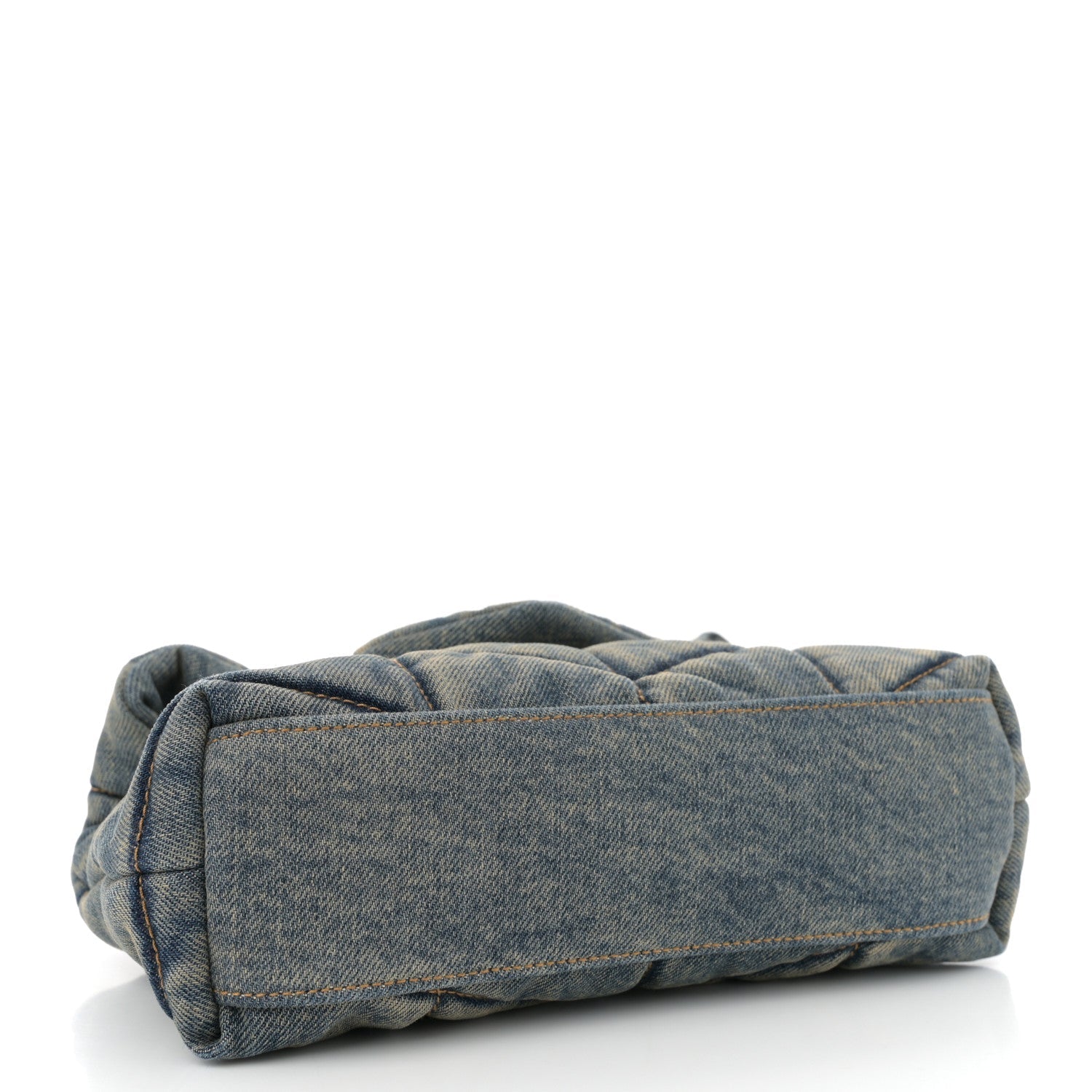 Denim Quilted Toy Loulou Puffer Monogram Chain Satchel Blue Cinnamon